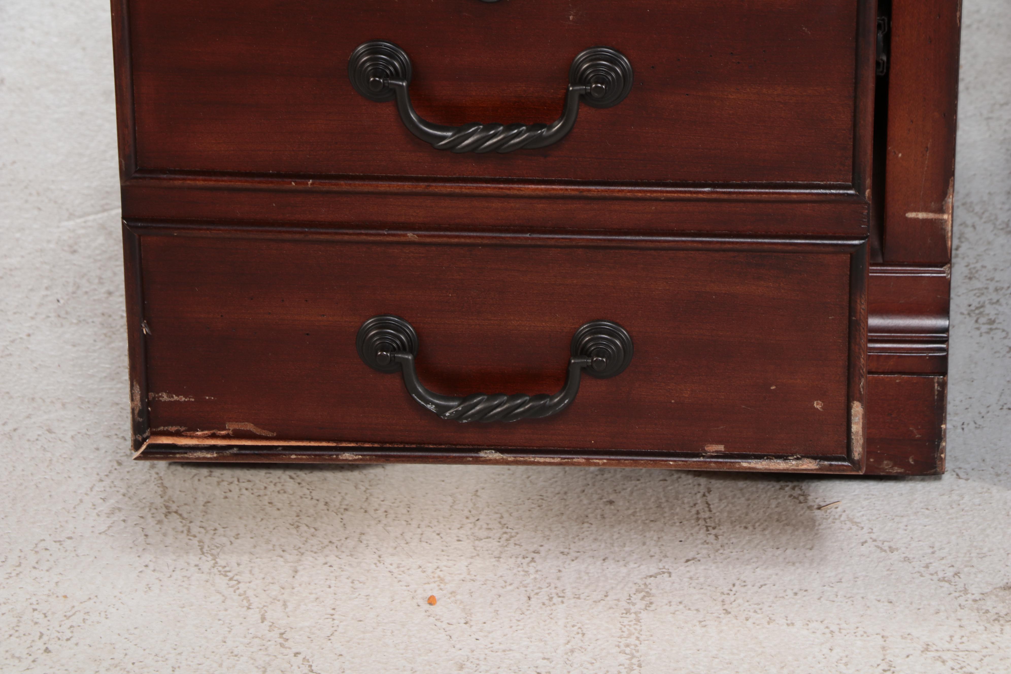 Contemporary Cherry Finish Desk with Hutch, Filing Cabinet, and Side Table