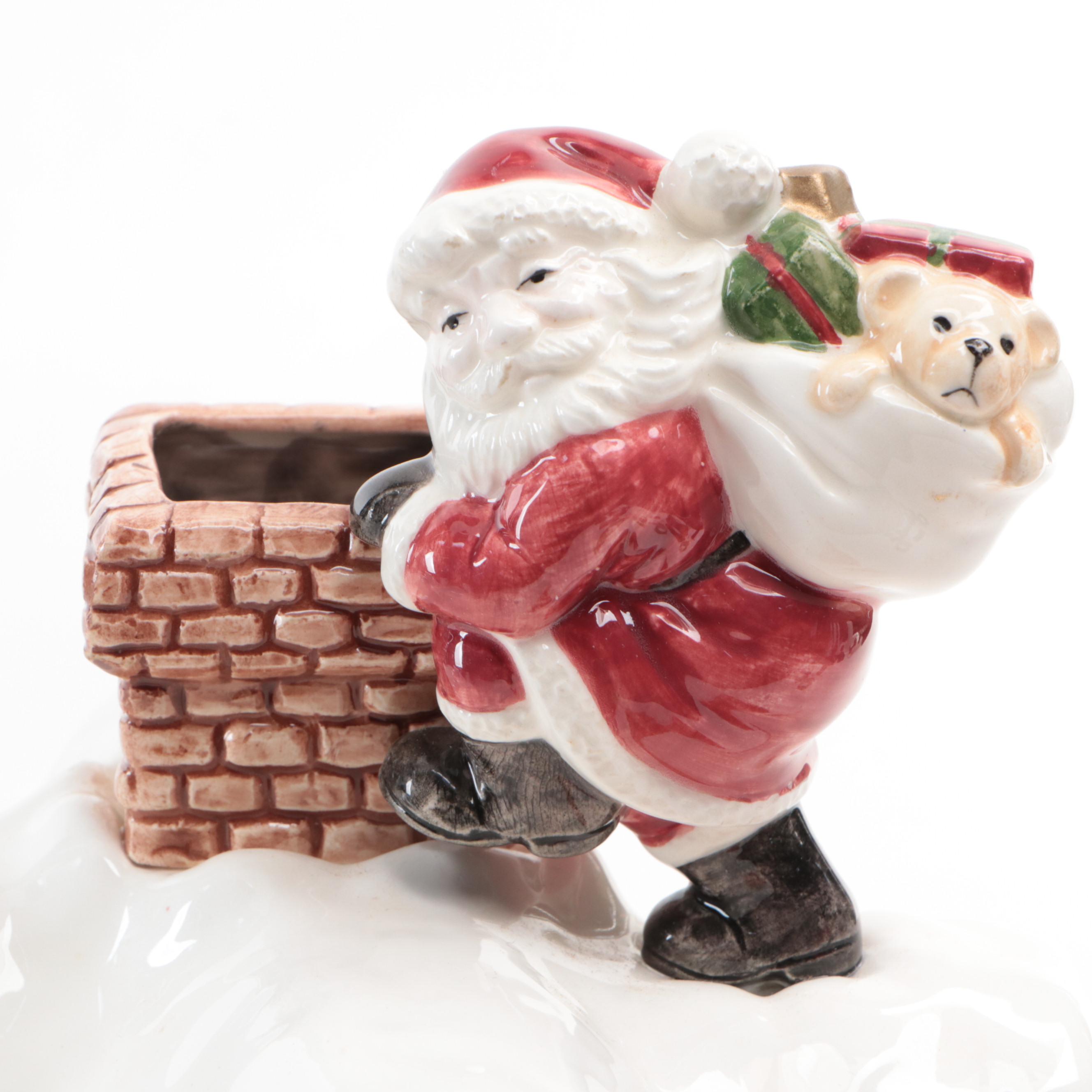Fitz and Floyd Ceramic Christmas Cottage Cookie Jar, 1990