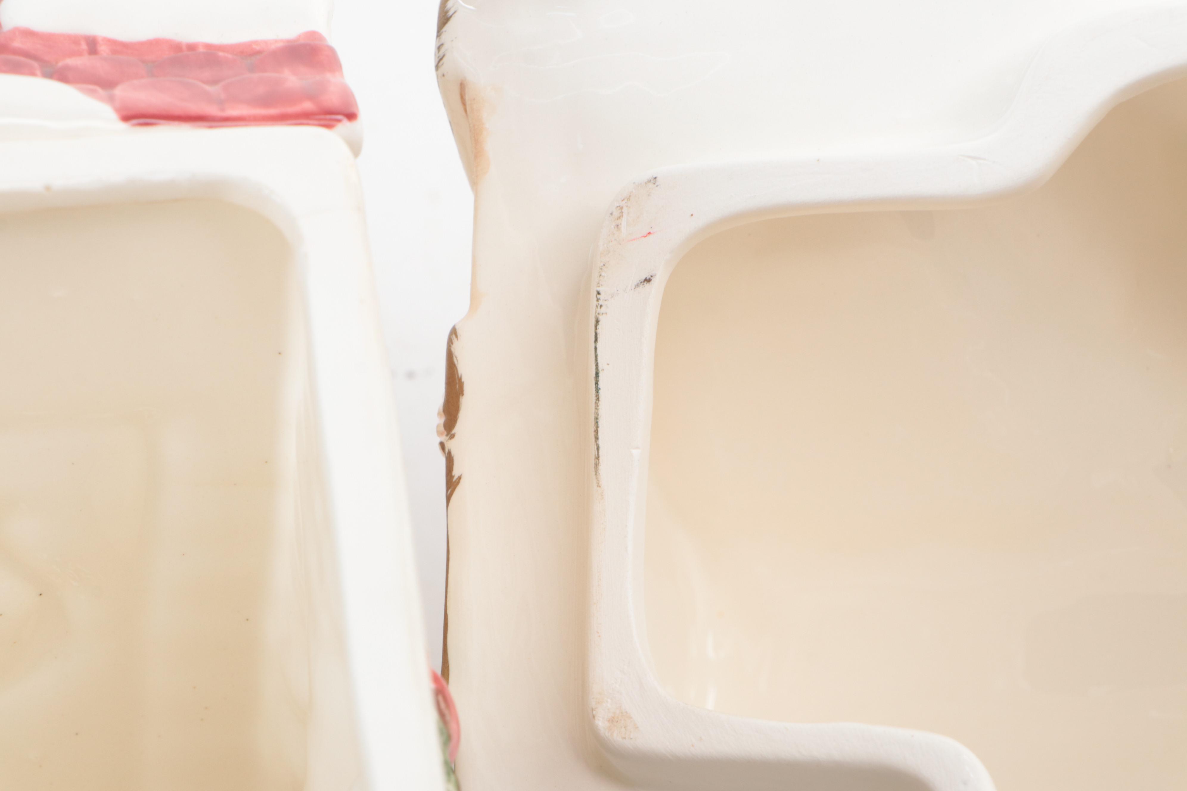 Fitz and Floyd Ceramic Christmas Cottage Cookie Jar, 1990