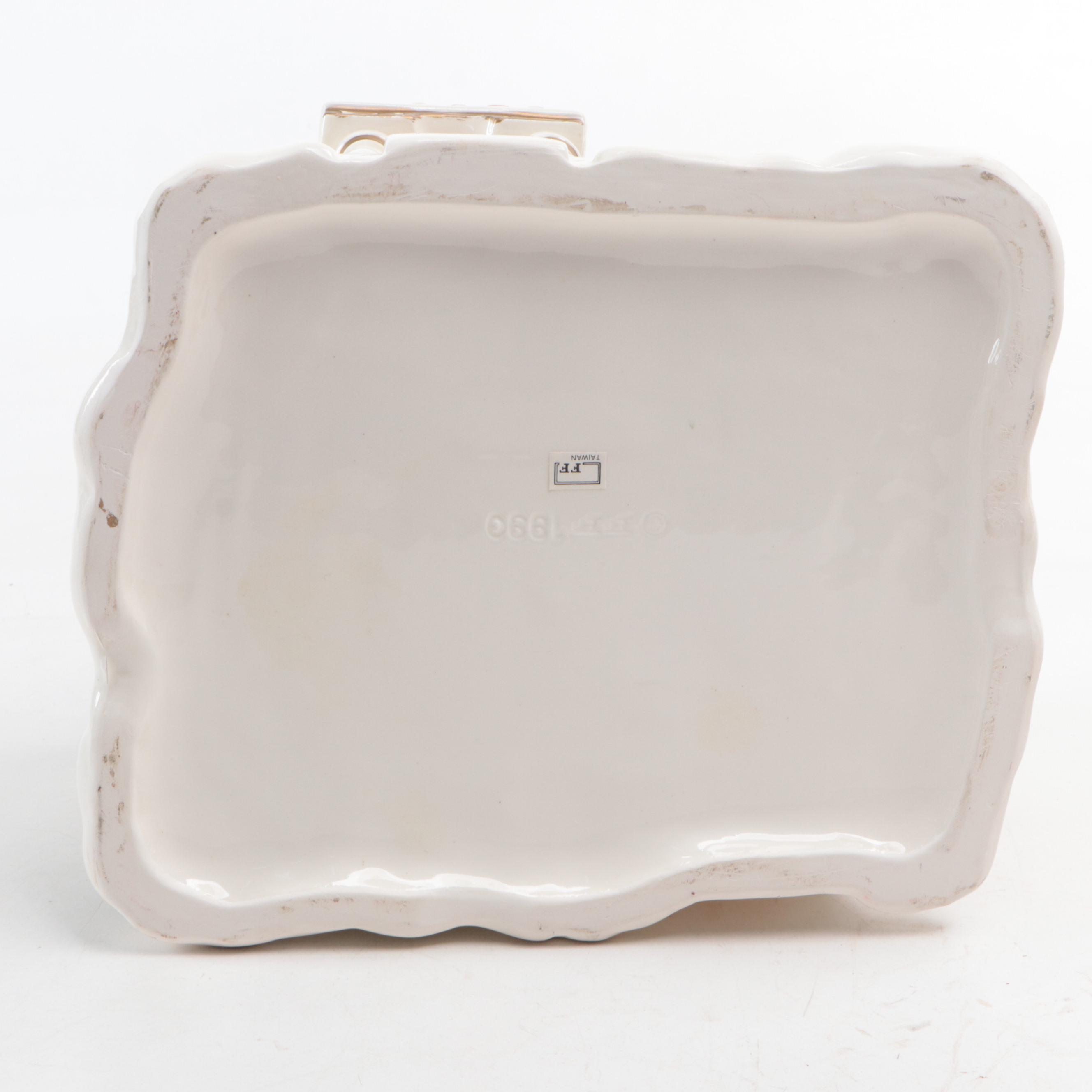 Fitz and Floyd Ceramic Christmas Cottage Cookie Jar, 1990