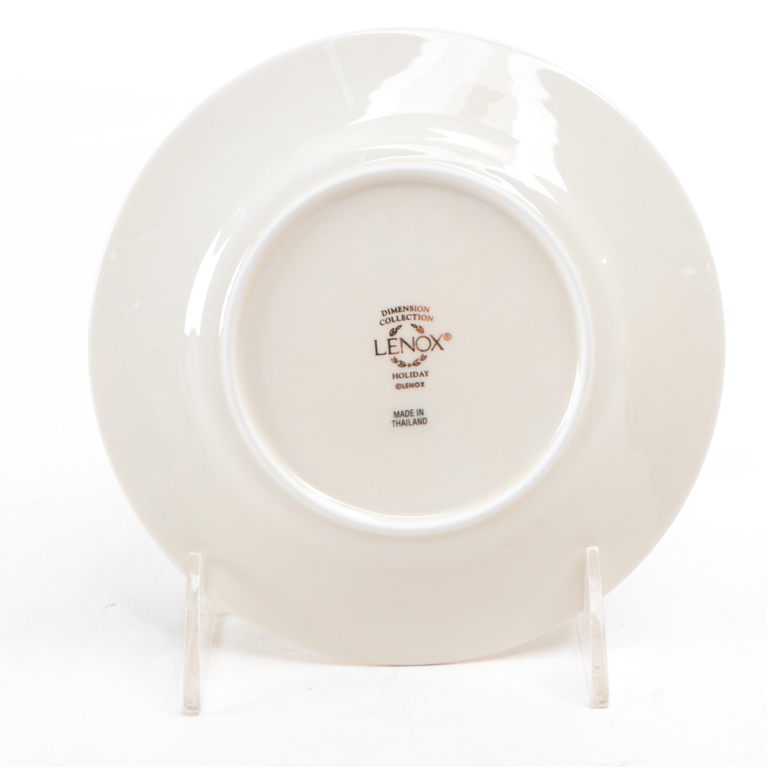 Lenox Enameled Holly Leaf Christmas Napkin Rings and Party Plates