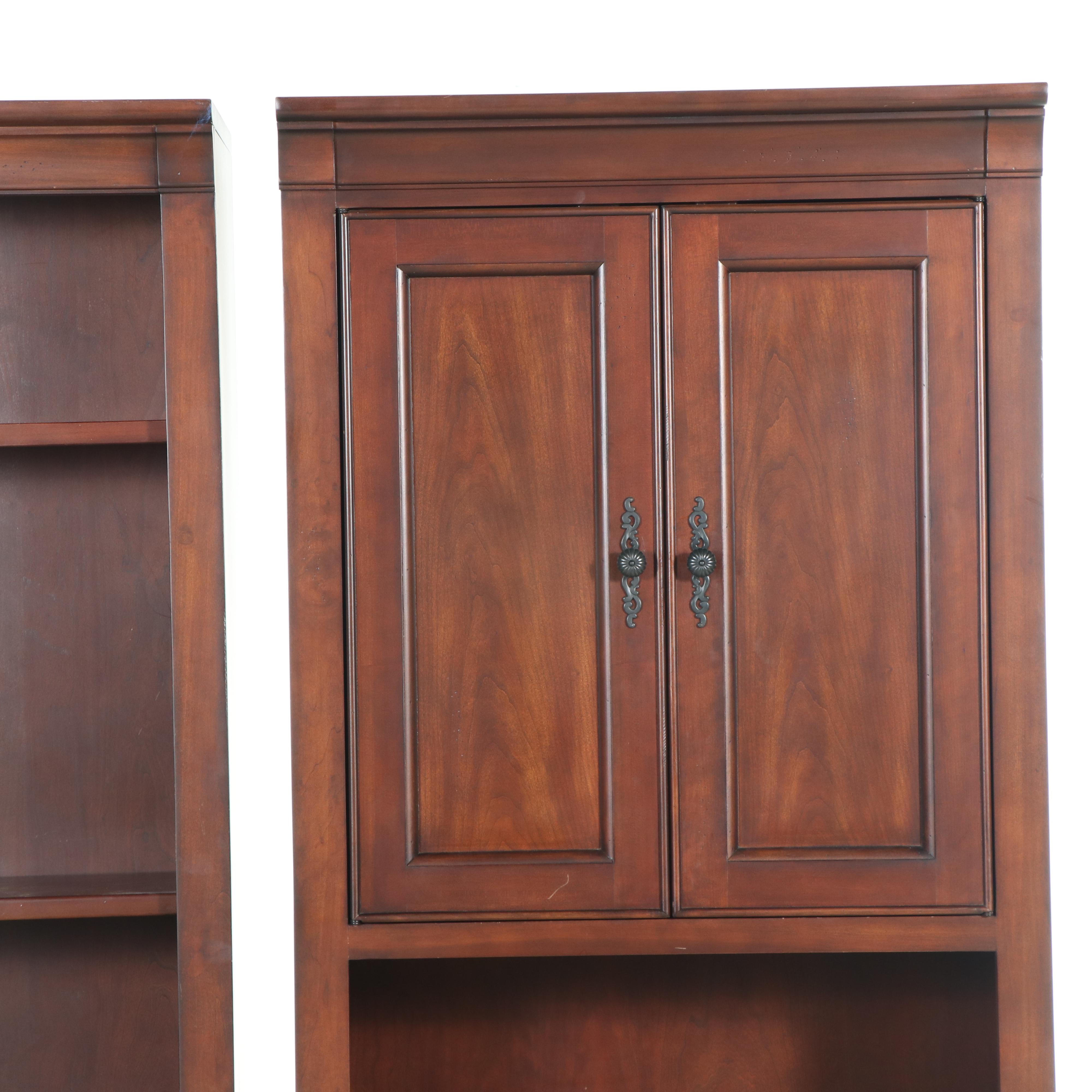 Shaker Style Walnut Finish Bookcase and Cabinet