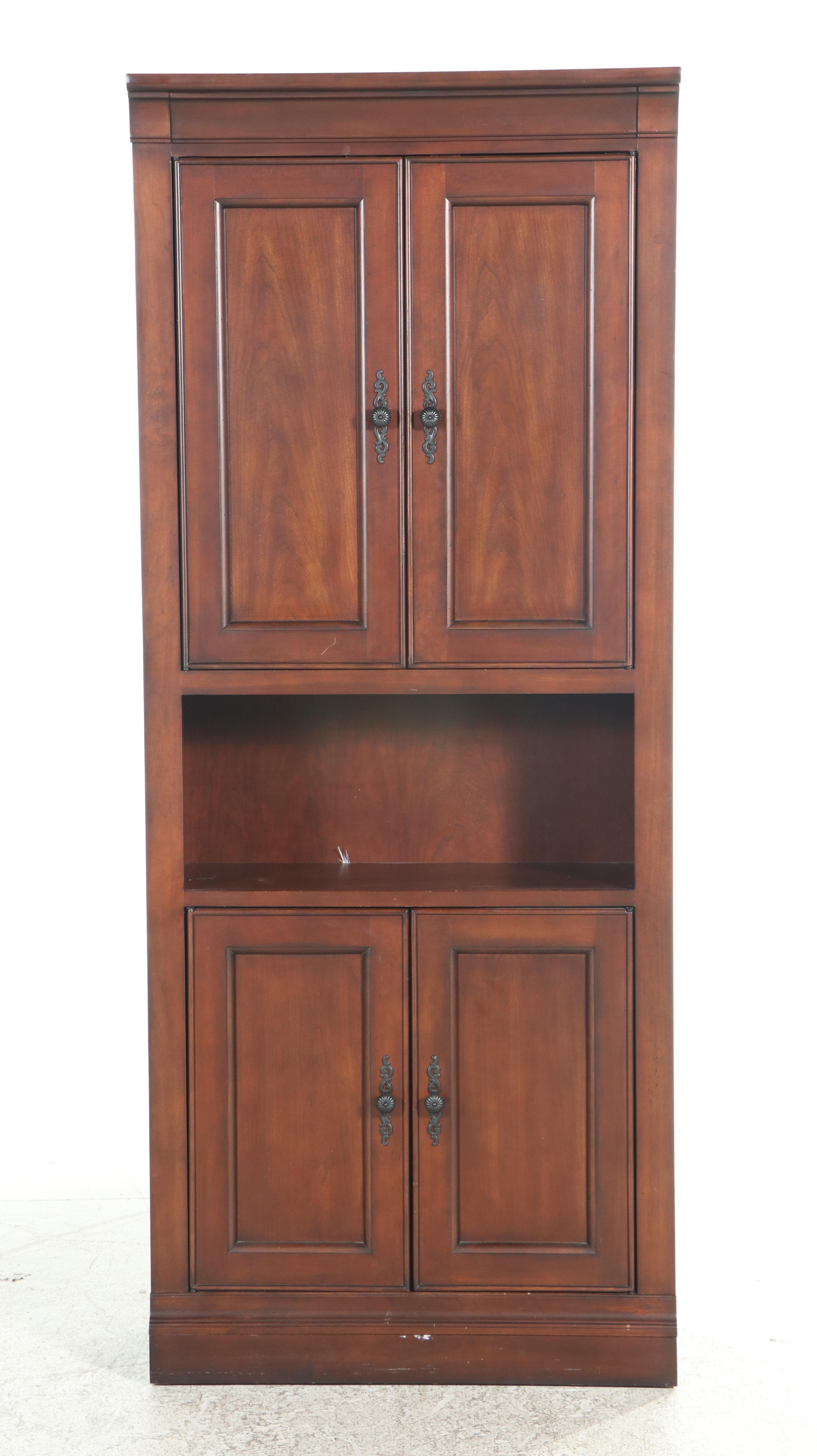 Shaker Style Walnut Finish Bookcase and Cabinet