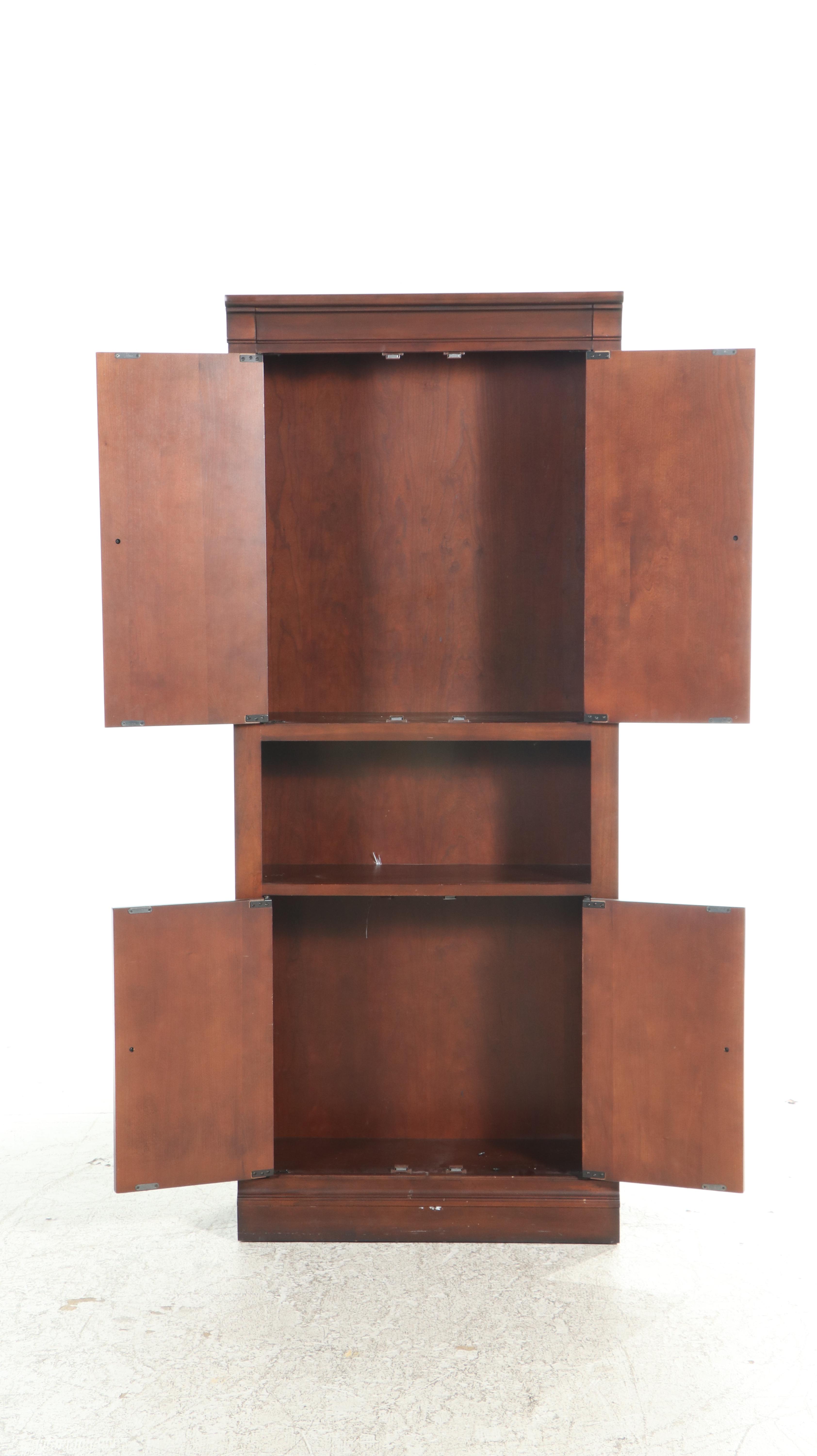 Shaker Style Walnut Finish Bookcase and Cabinet