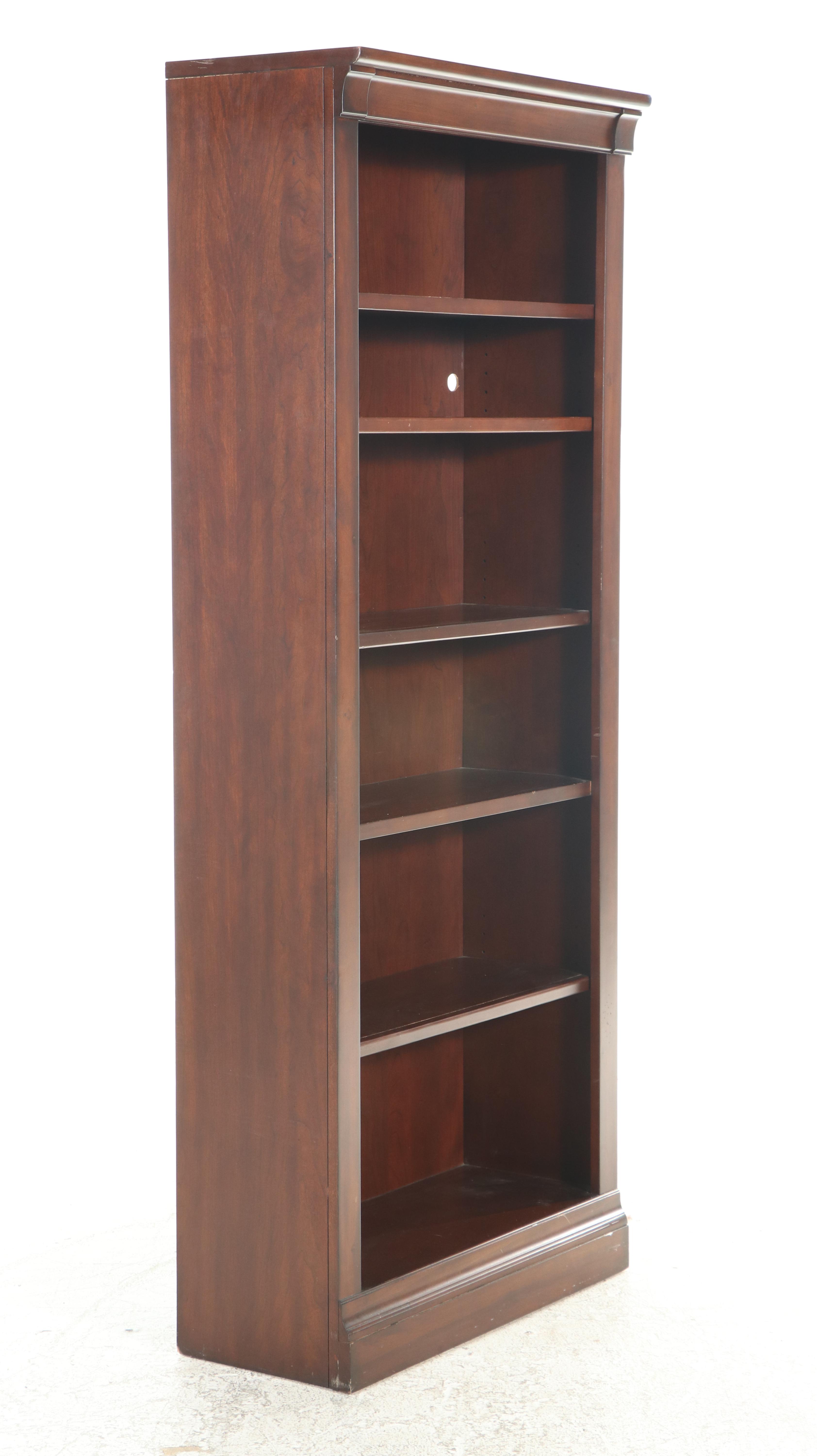 Shaker Style Walnut Finish Bookcase and Cabinet