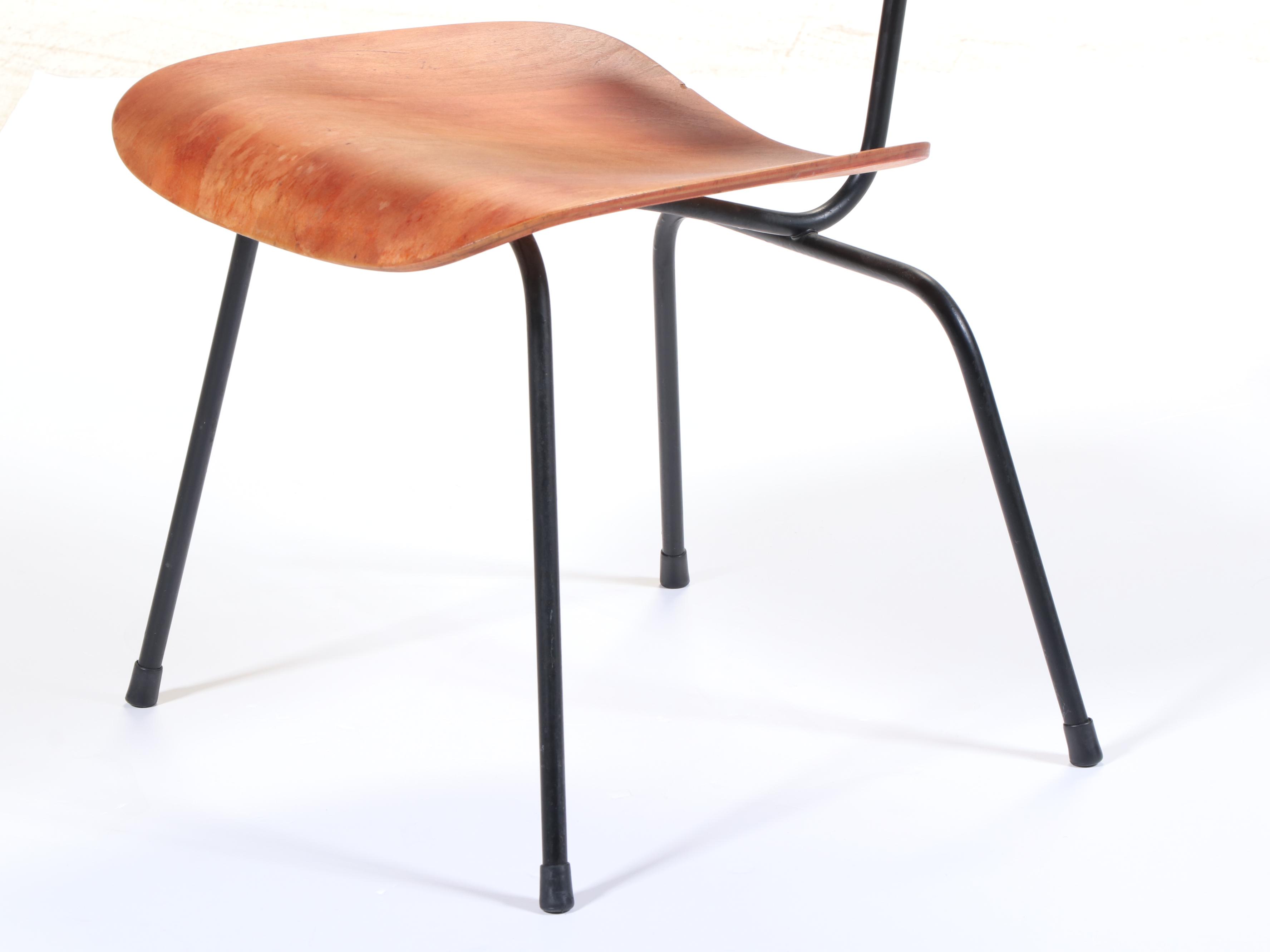 Charles & Ray Eames for Herman Miller "DCM" Plywood Chair in Red Aniline Finish