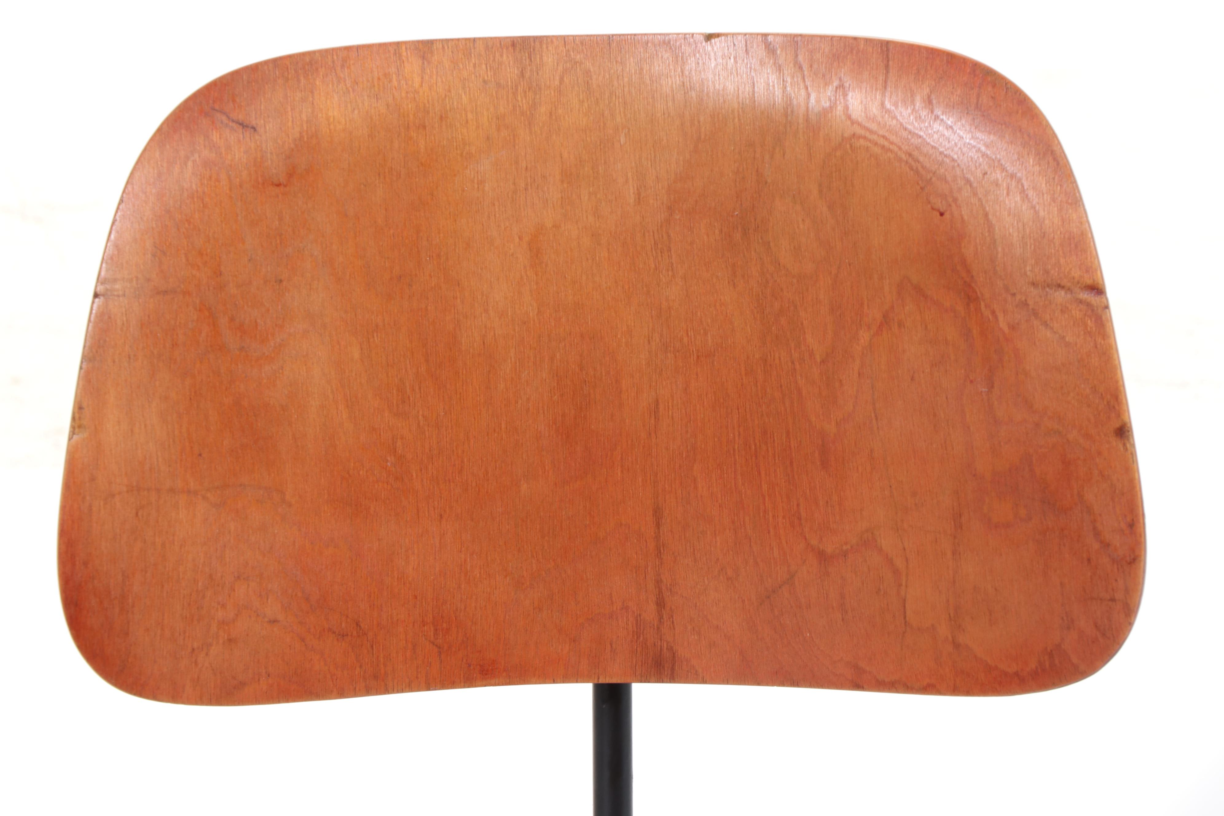 Charles & Ray Eames for Herman Miller "DCM" Plywood Chair in Red Aniline Finish