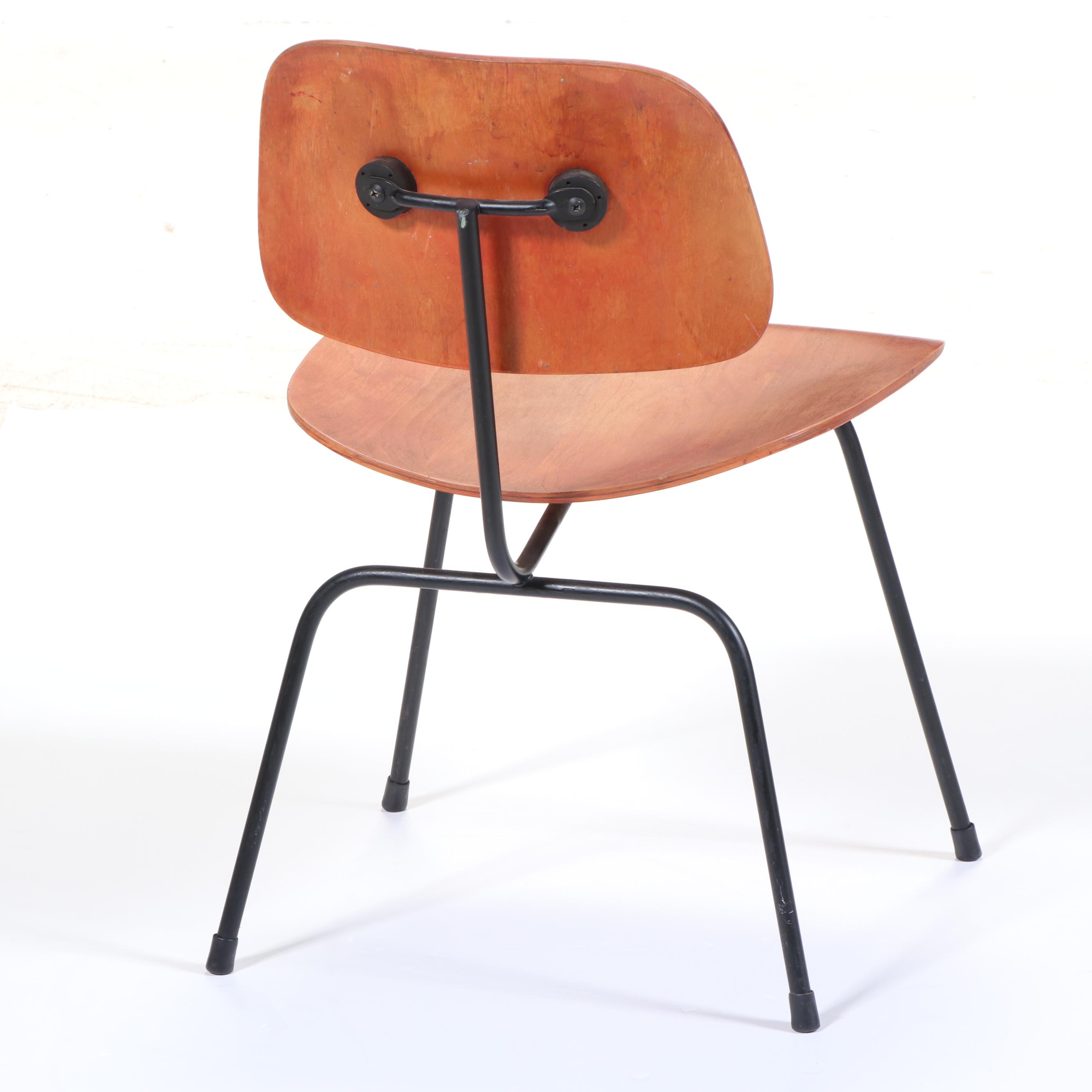 Charles & Ray Eames for Herman Miller "DCM" Plywood Chair in Red Aniline Finish