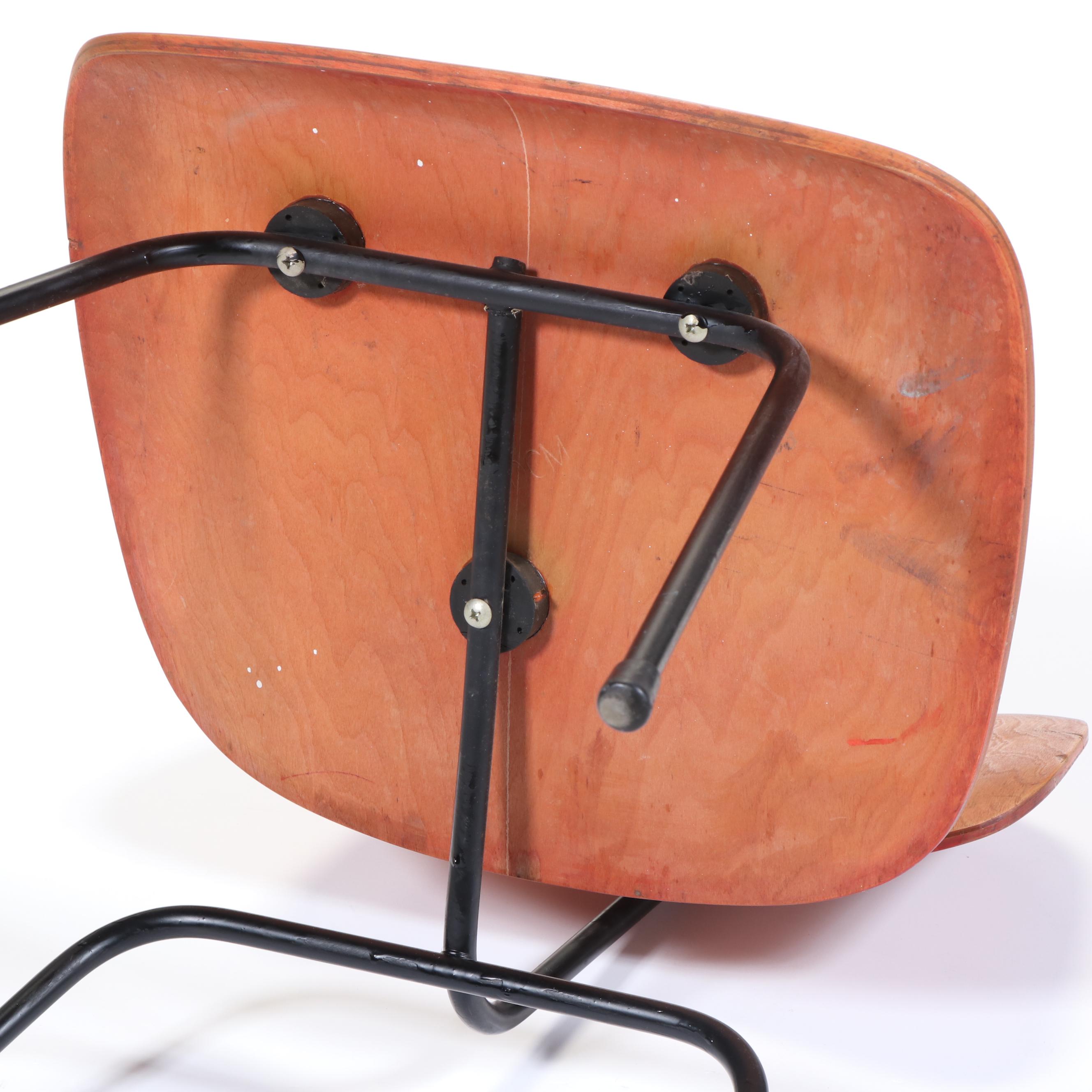 Charles & Ray Eames for Herman Miller "DCM" Plywood Chair in Red Aniline Finish