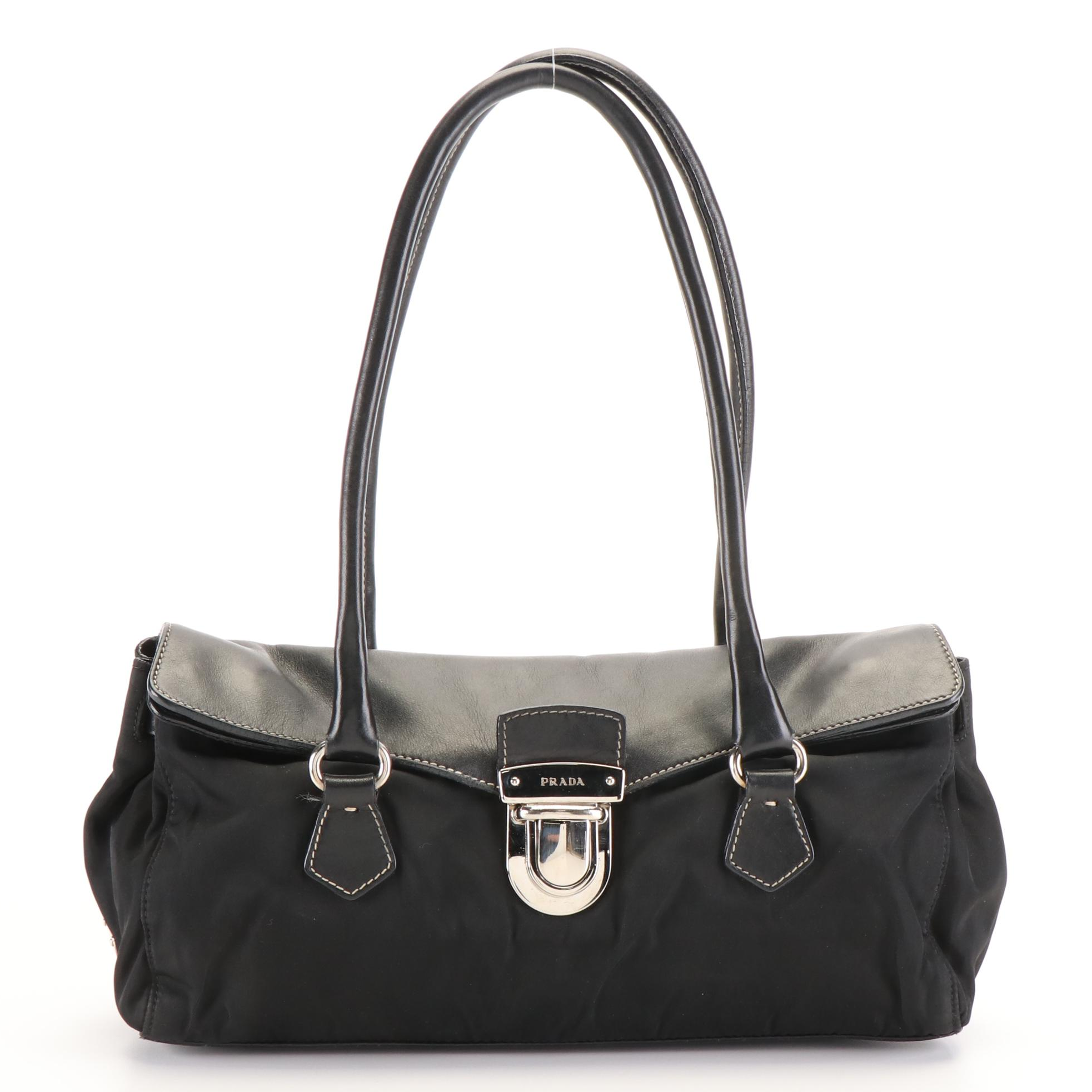 Prada Tessuto Black Nylon and Leather Easy Shoulder Bag