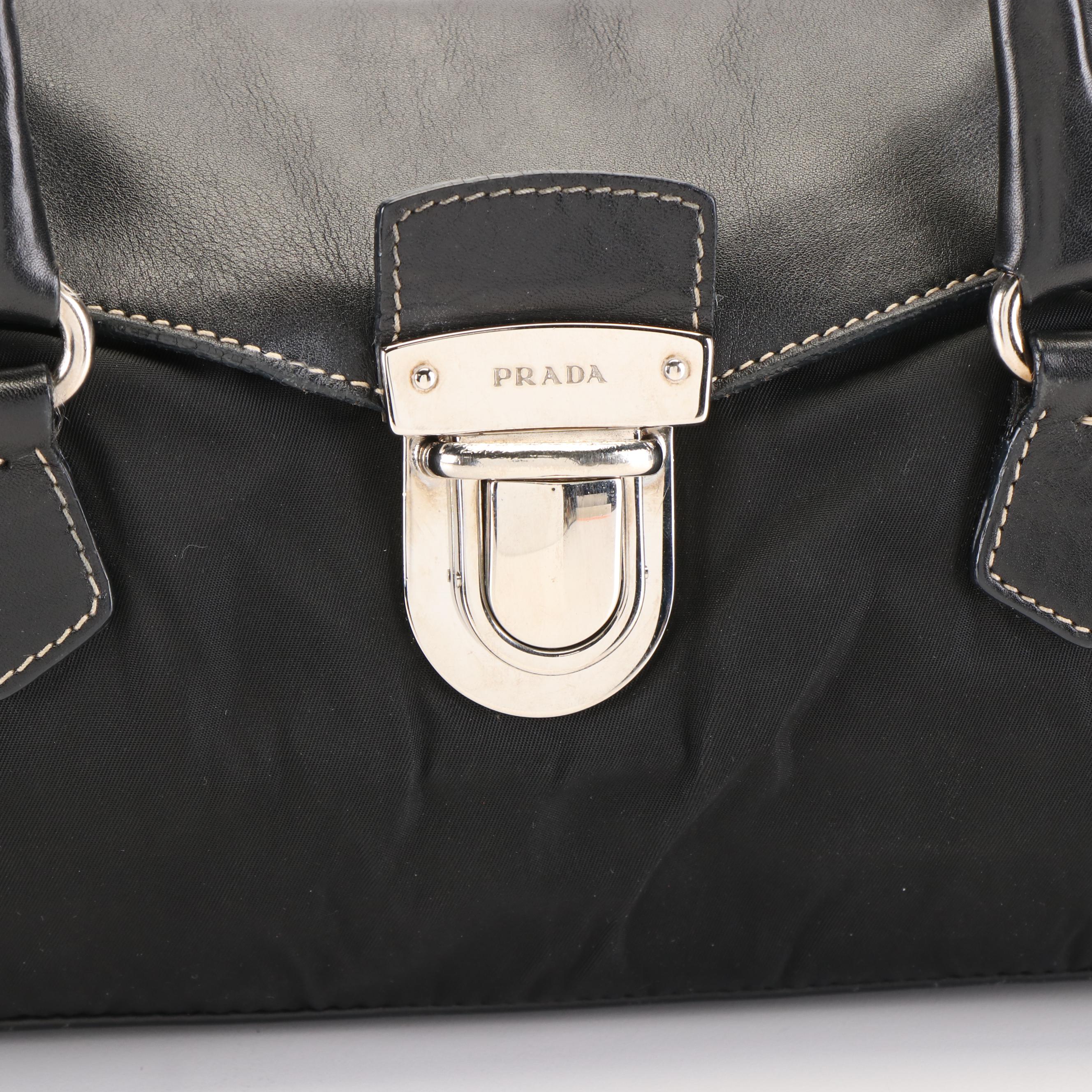Prada Tessuto Black Nylon and Leather Easy Shoulder Bag
