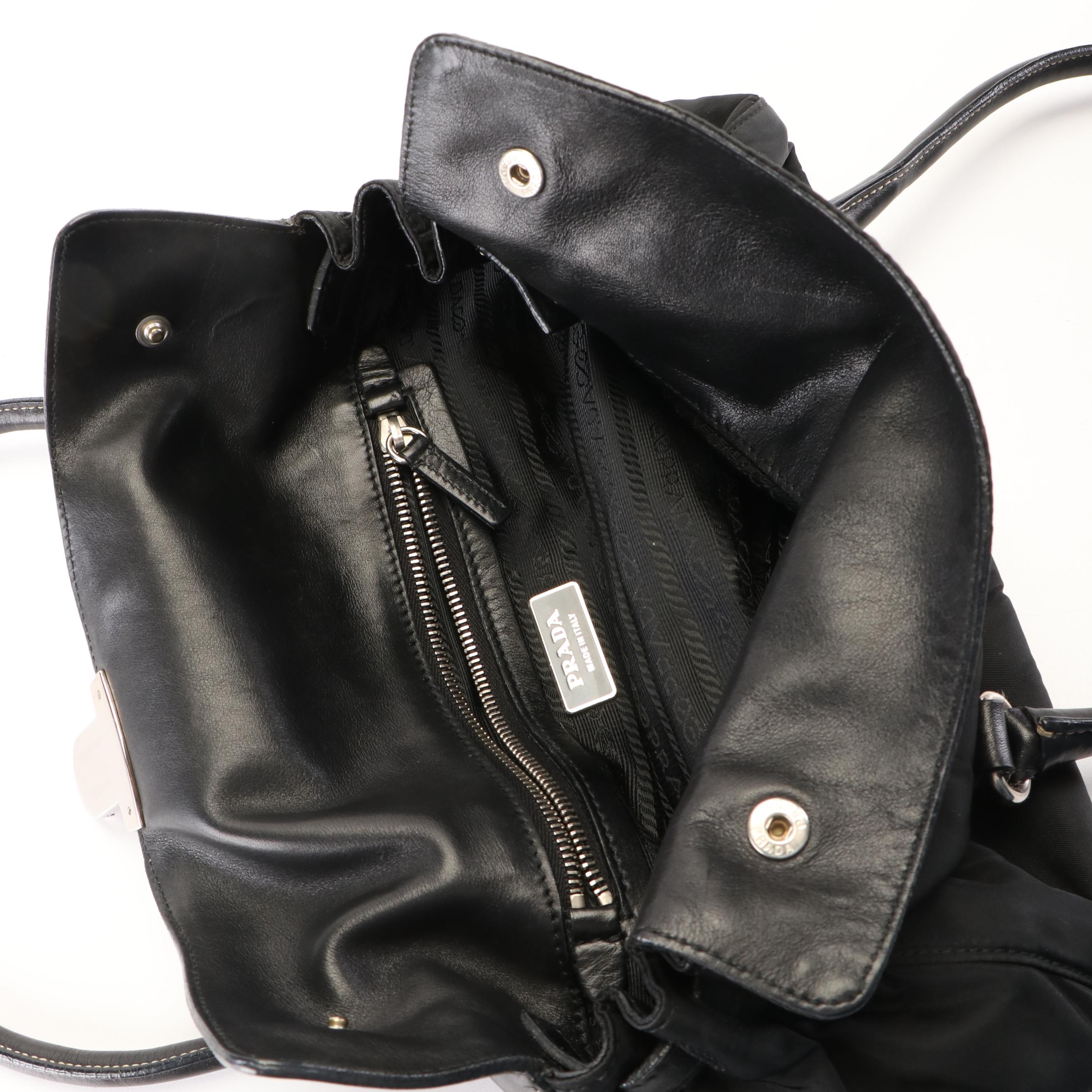 Prada Tessuto Black Nylon and Leather Easy Shoulder Bag