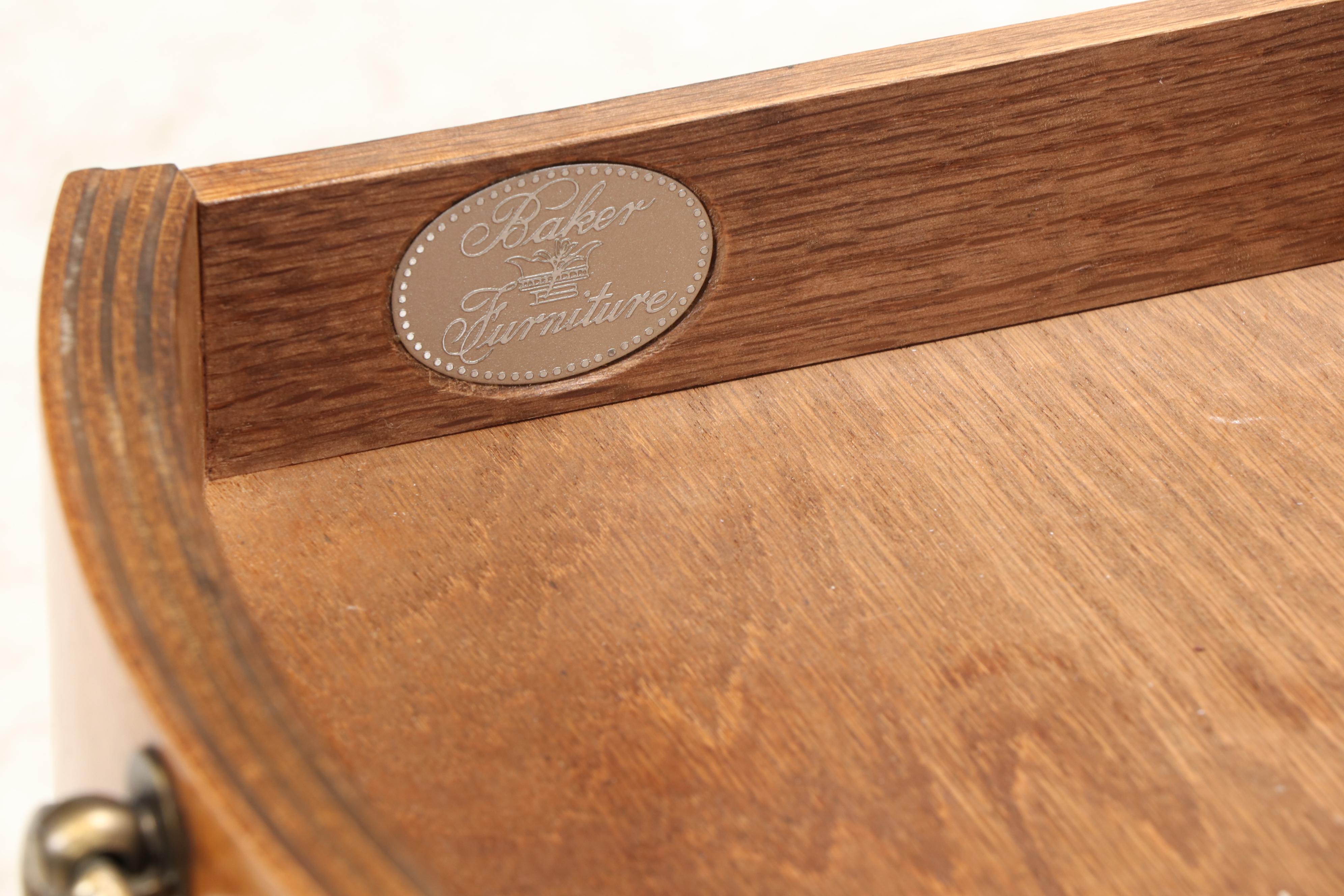 Baker Furniture Leather Top Drum Side Table, Late 20th Century