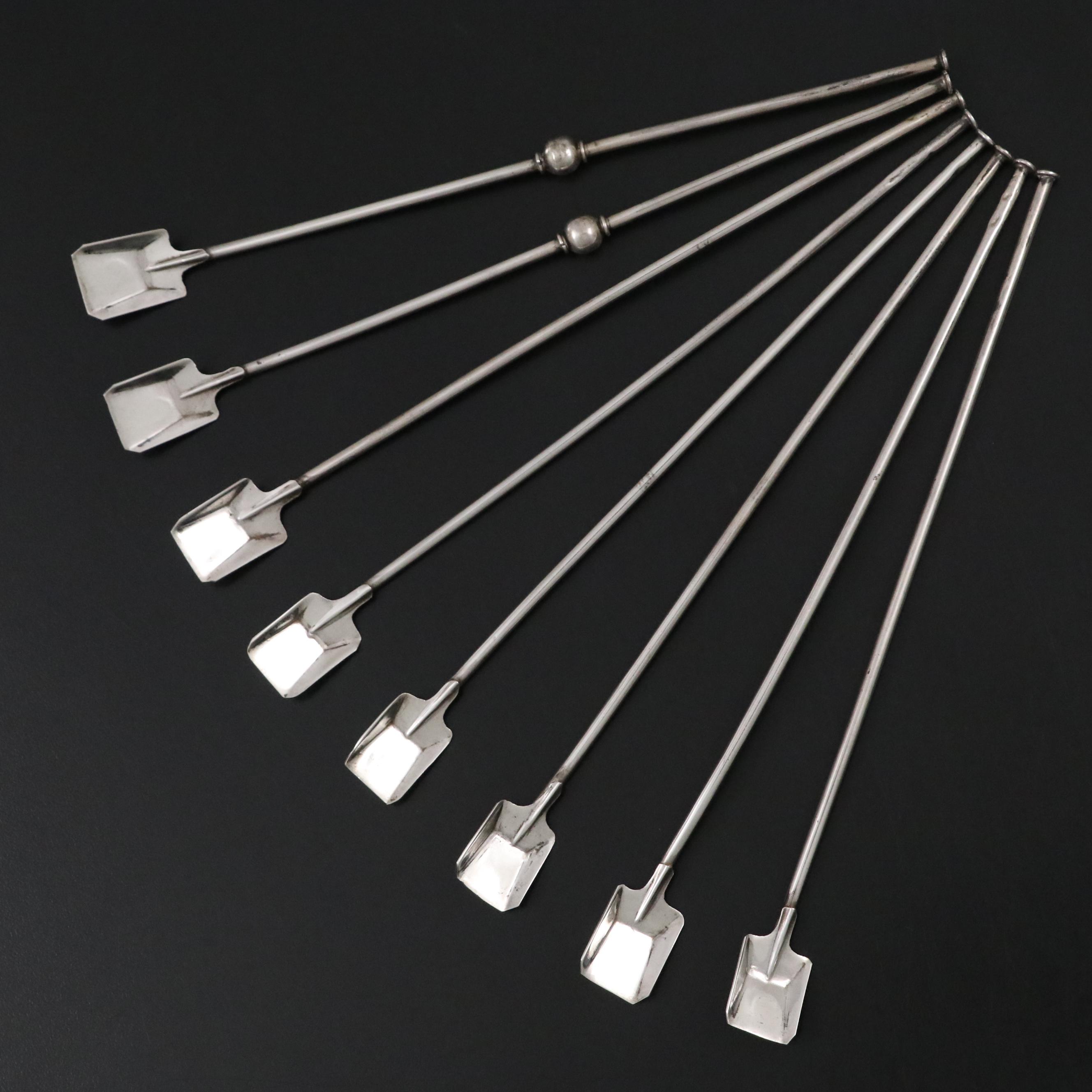 Mexican Sterling Silver Shovel-Form Stirrer Straws