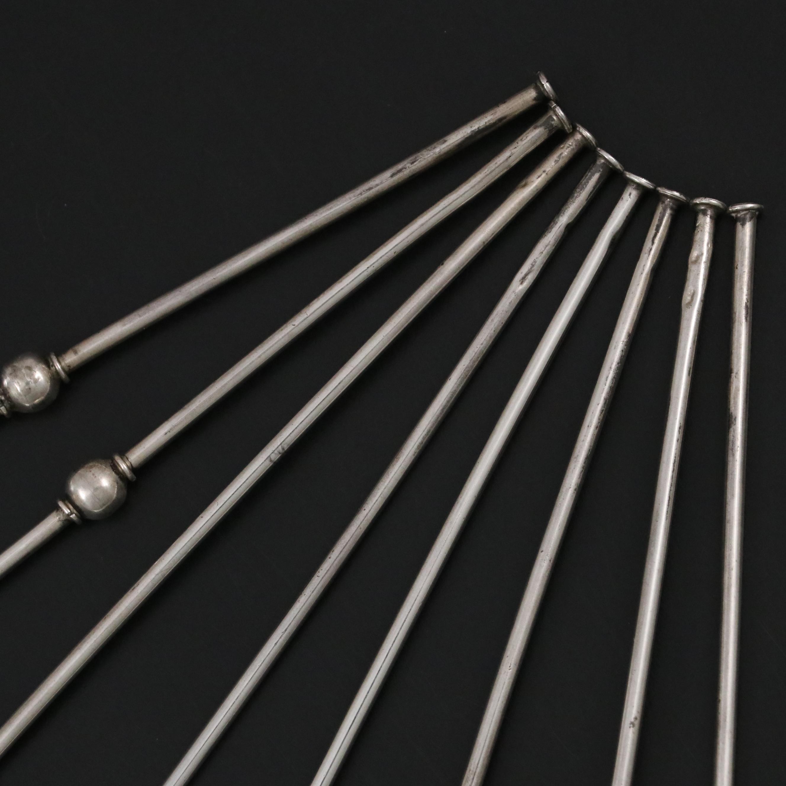 Mexican Sterling Silver Shovel-Form Stirrer Straws