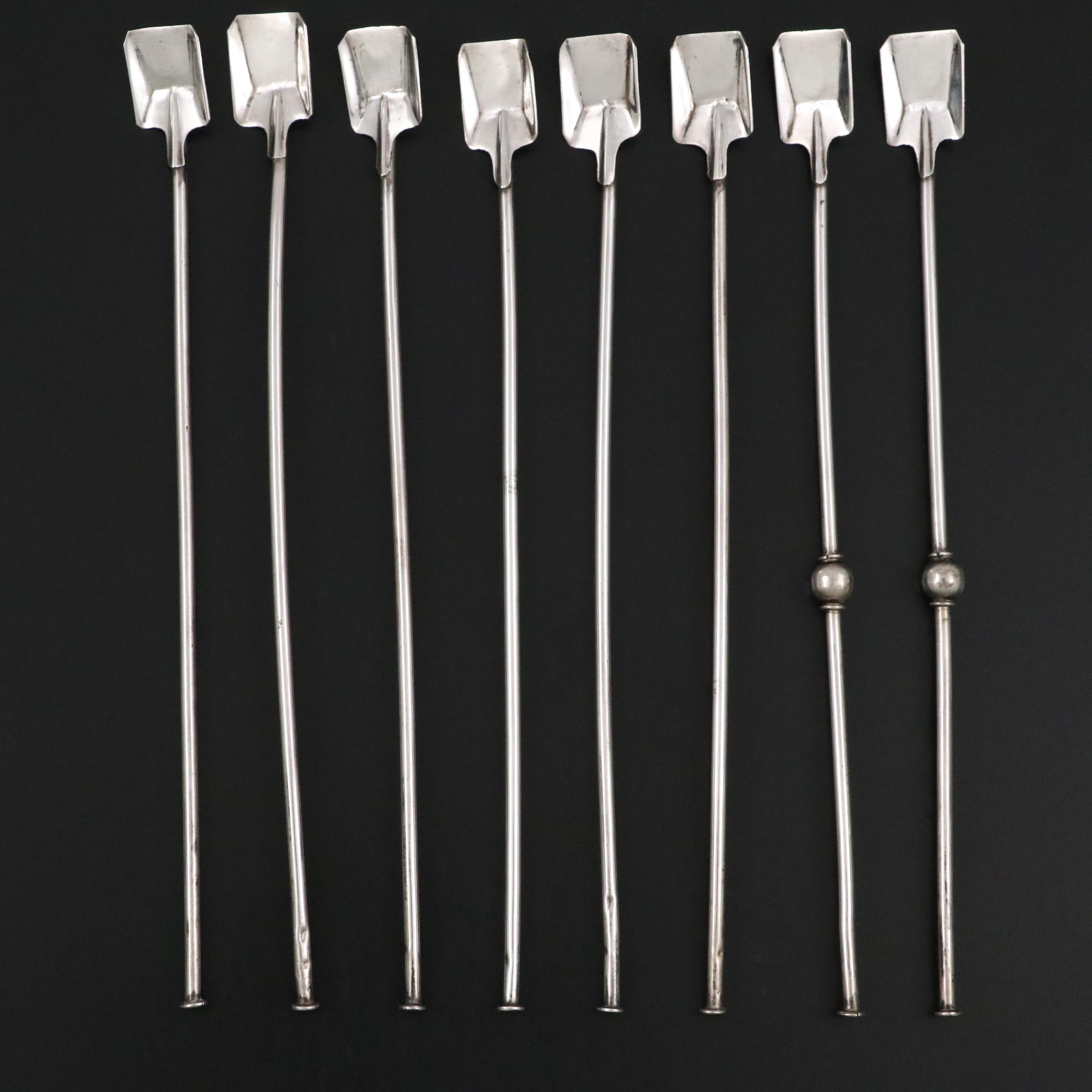 Mexican Sterling Silver Shovel-Form Stirrer Straws