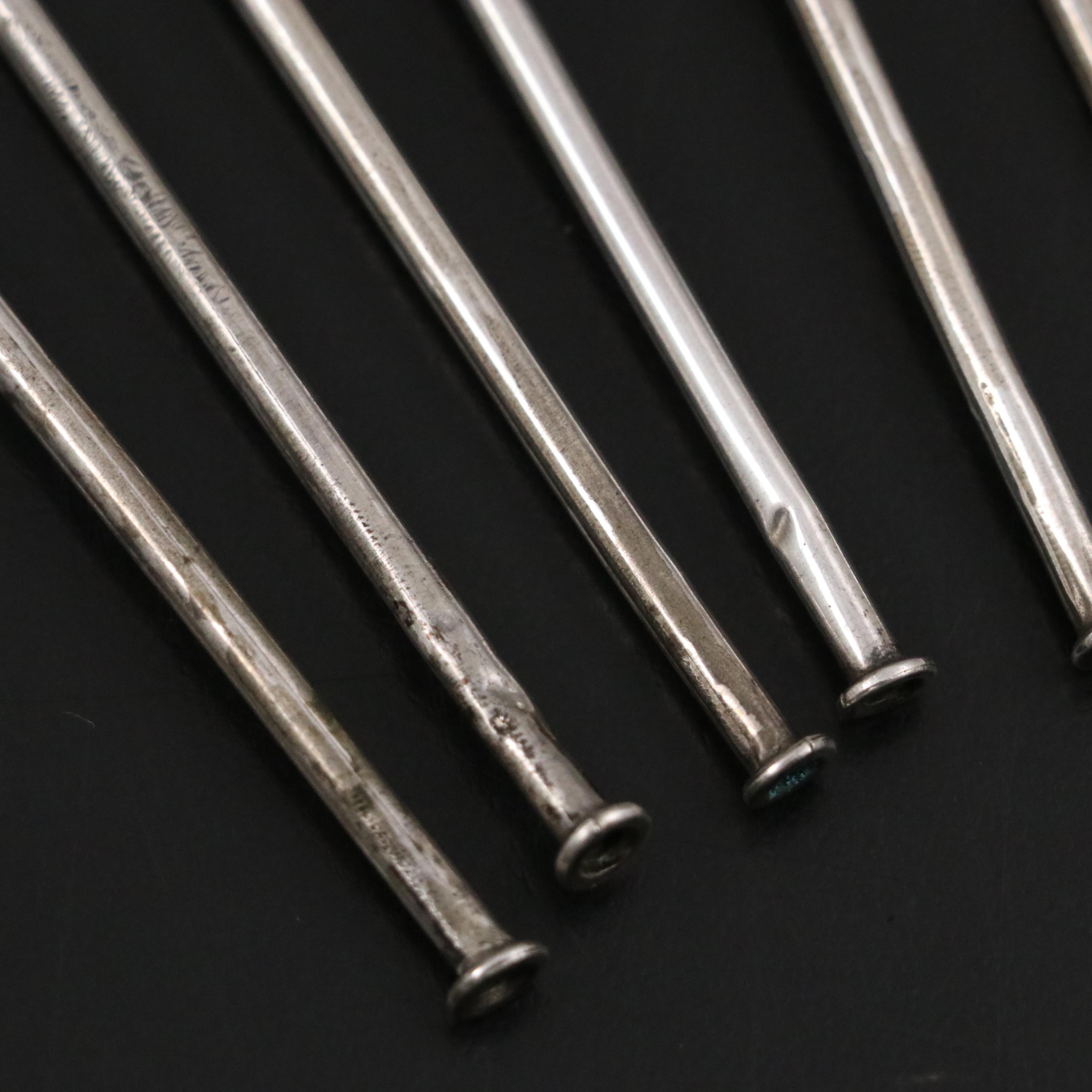 Mexican Sterling Silver Shovel-Form Stirrer Straws