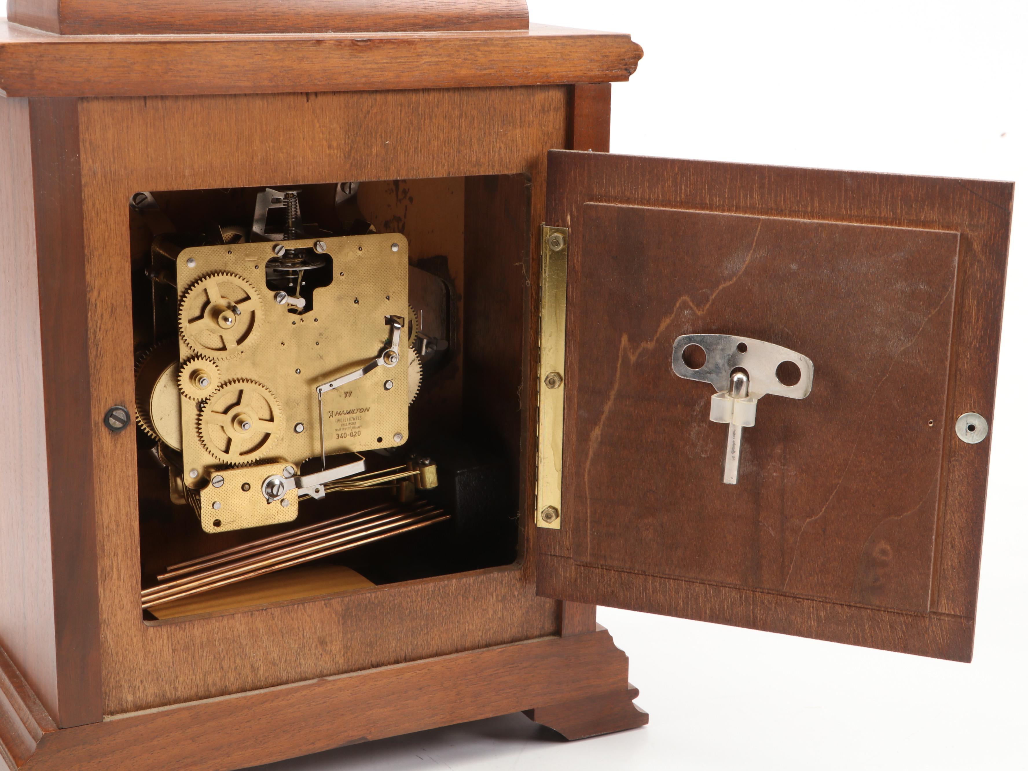 Hamilton "Whitehall" Walnut Mantel Clock, 1977