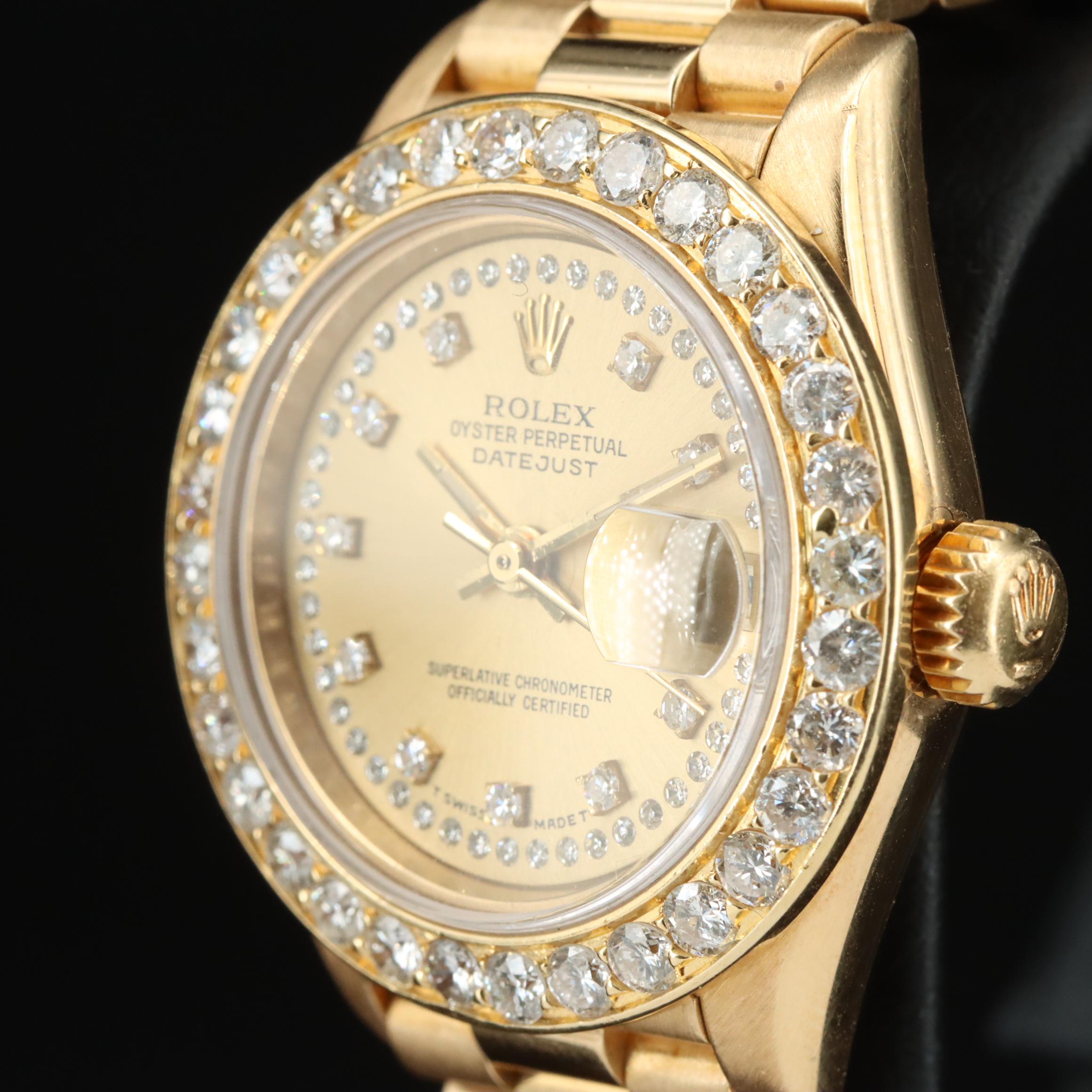Rolex Datejust 69178 Custom 1.50 CTW Diamond Set Gold Watch