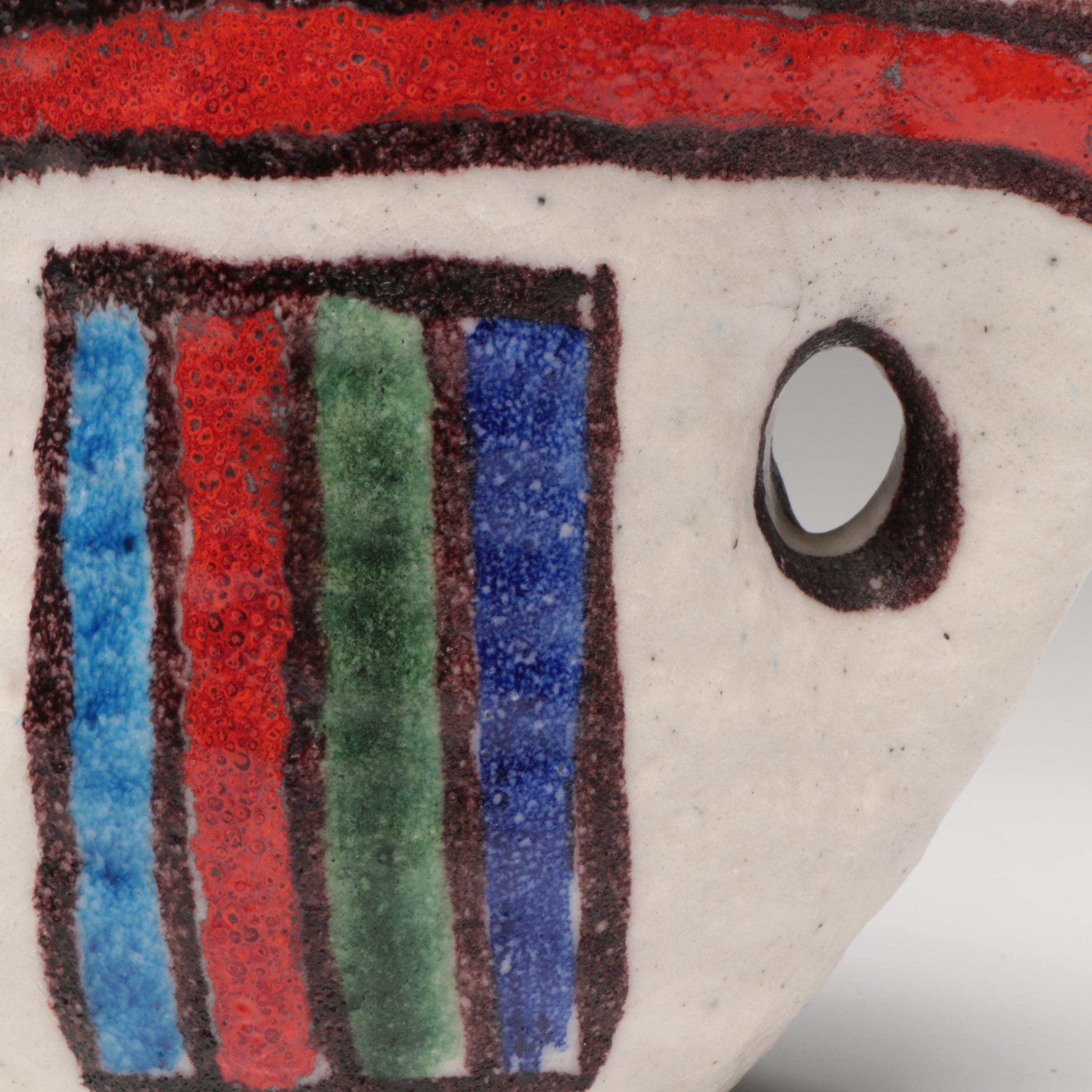 Italian Guido Gambone Art Pottery Ceramic Handled Vase, Mid-20th C.