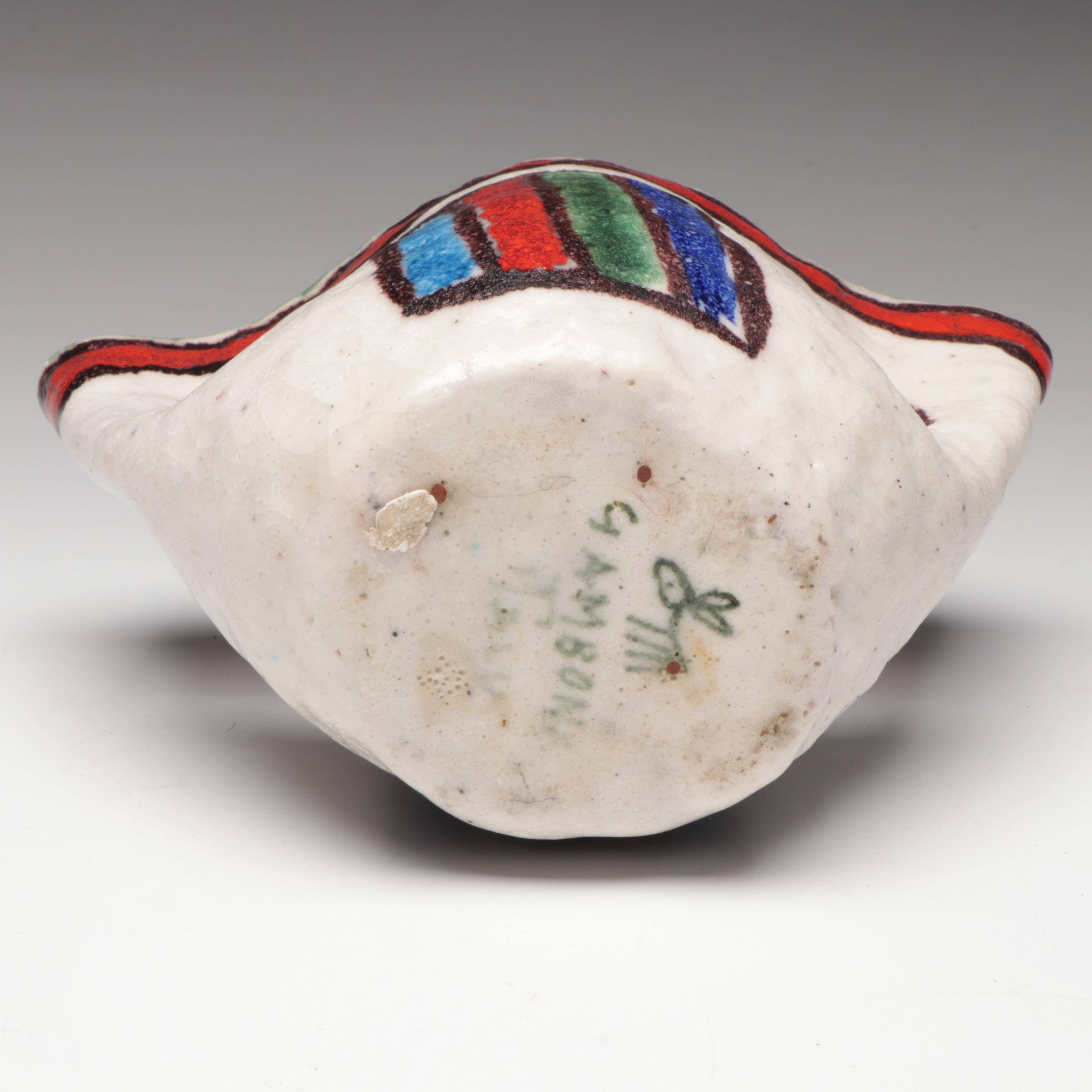 Italian Guido Gambone Art Pottery Ceramic Handled Vase, Mid-20th C.