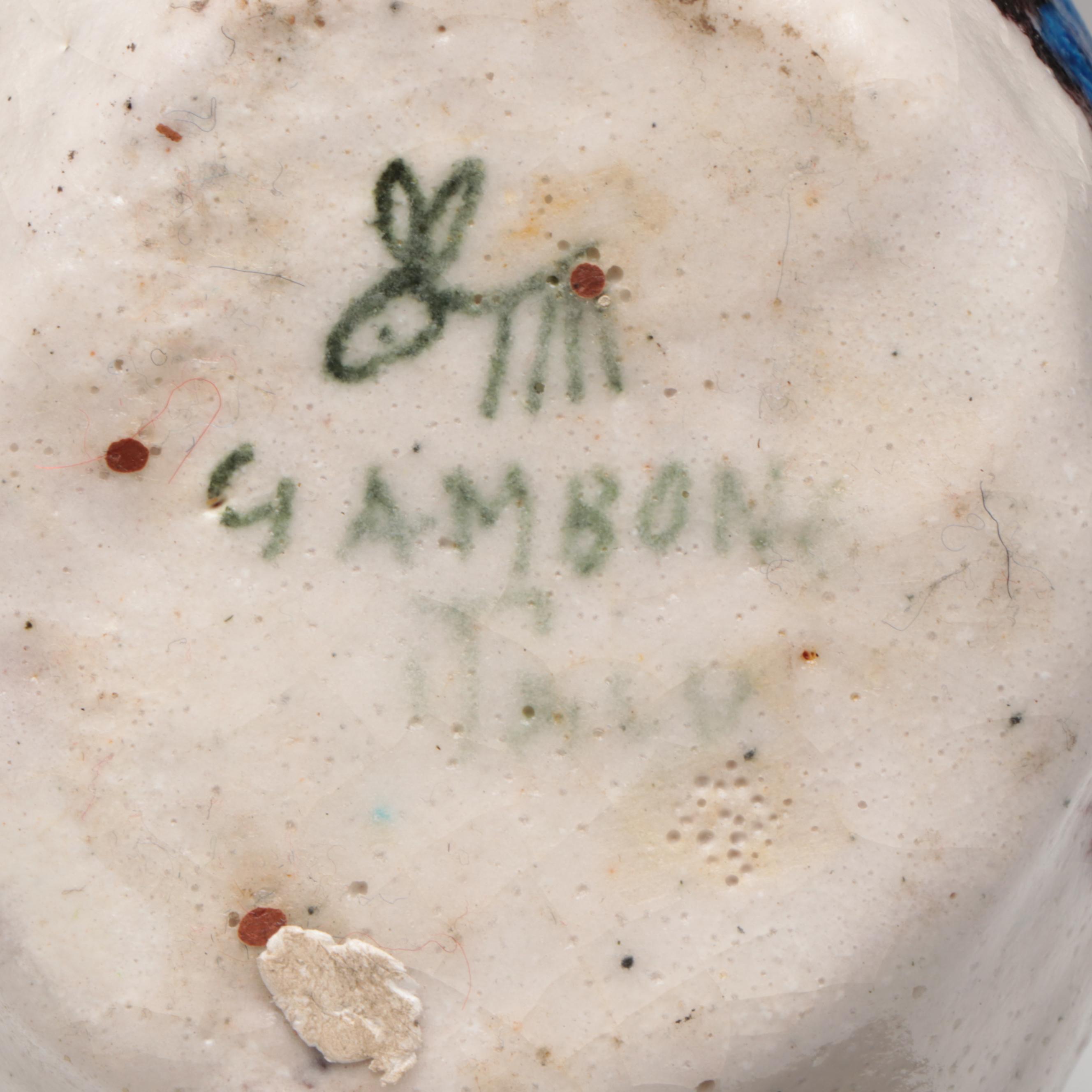 Italian Guido Gambone Art Pottery Ceramic Handled Vase, Mid-20th C.