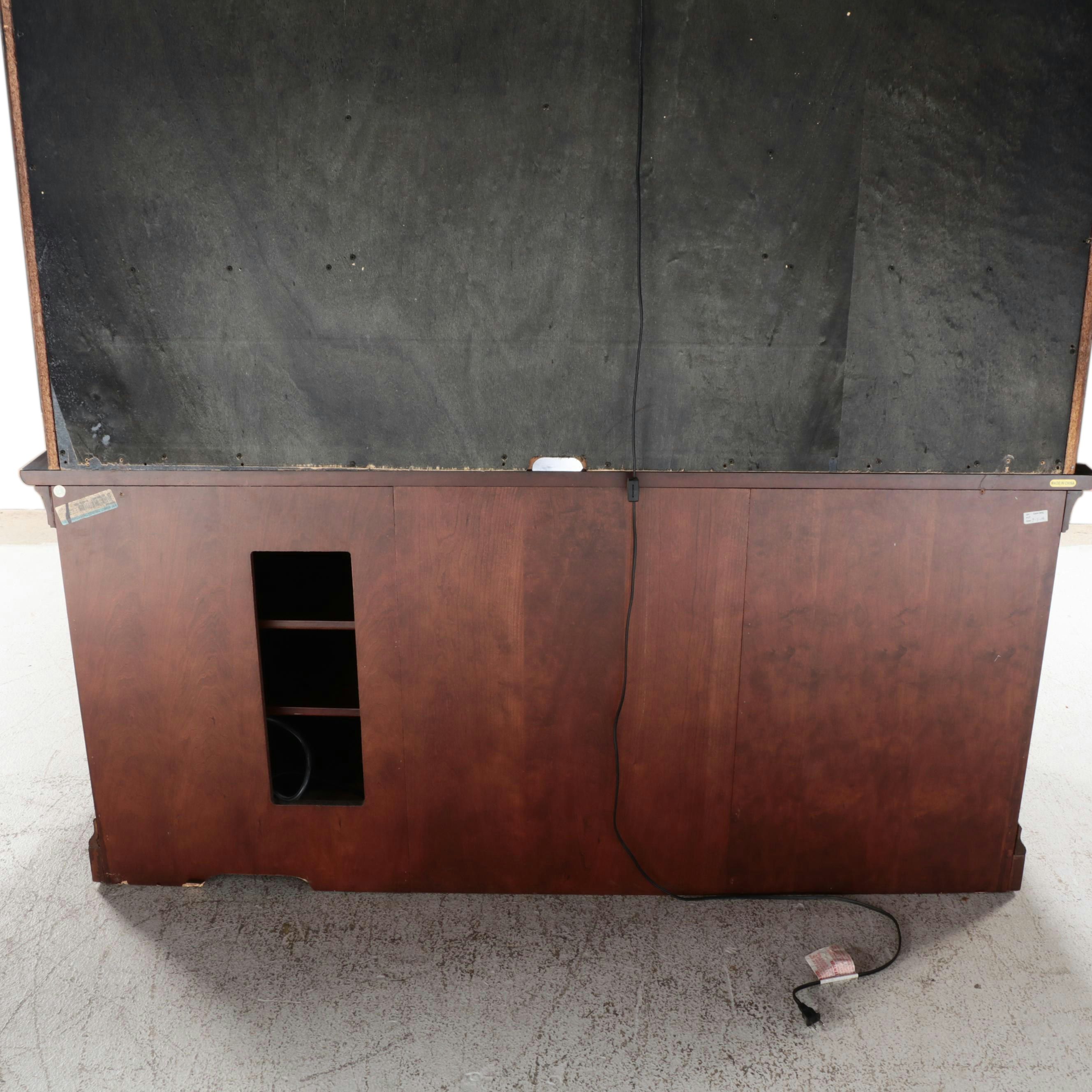 Contemporary Cherry Finish Desk with Hutch, Filing Cabinet, and Side Table