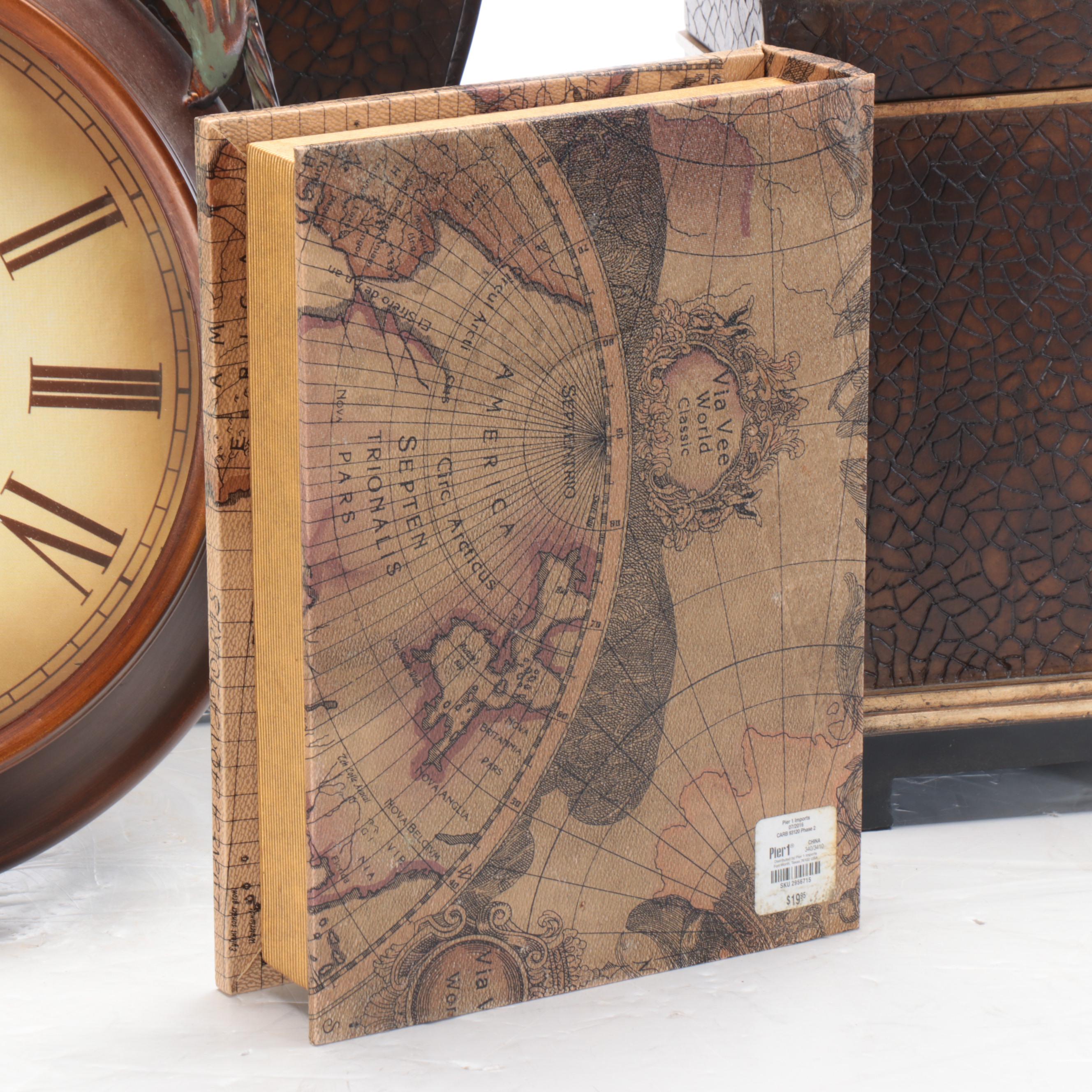 Pier 1 Imports Faux Book Wood Box with Metal Wall Hanging Box and More
