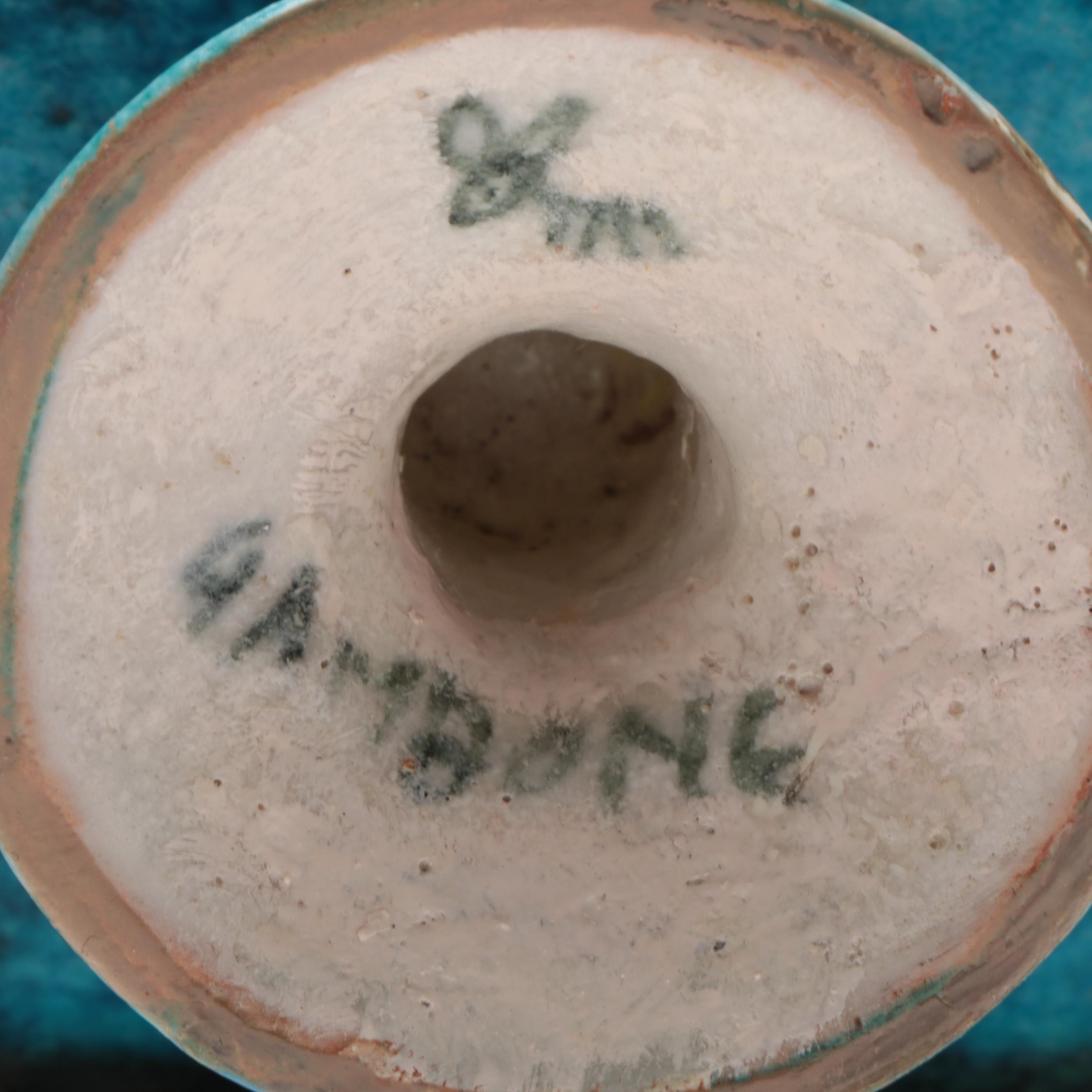 Italian Guido Gambone Art Pottery Ceramic Square Compote, Mid-20th C.