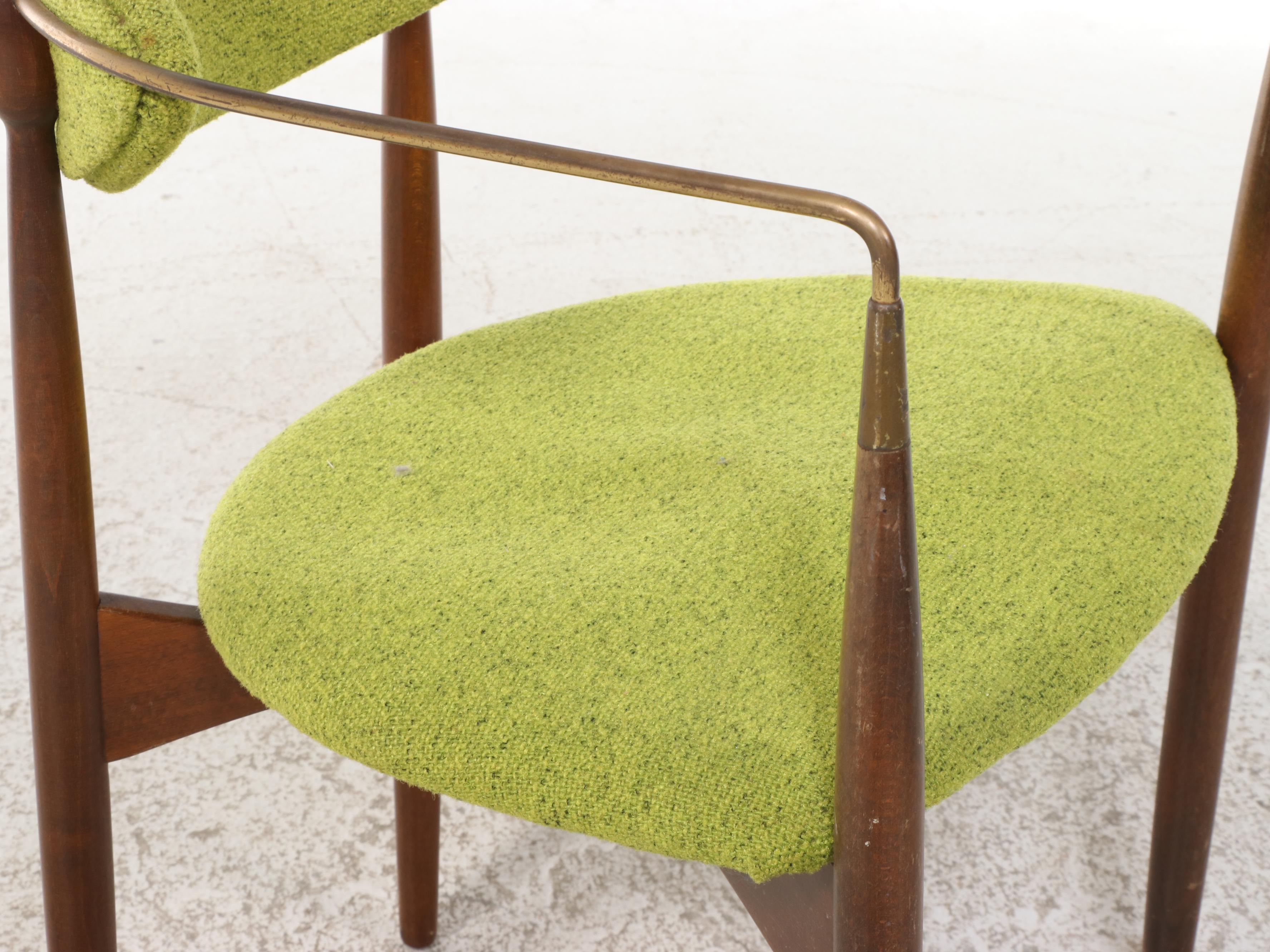 Dan Johnson Danish Modern Walnut and Brass Chairs