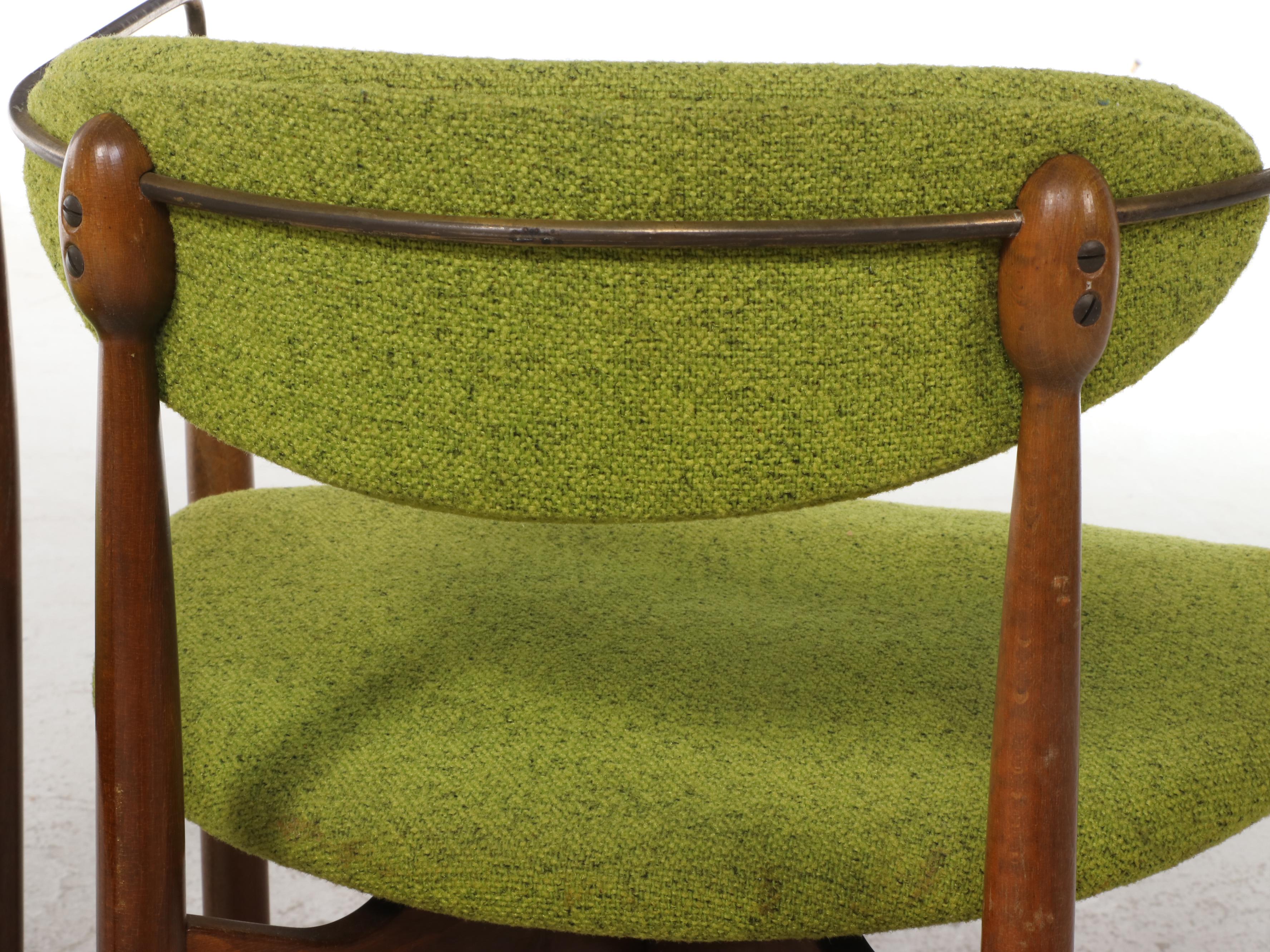 Dan Johnson Danish Modern Walnut and Brass Chairs