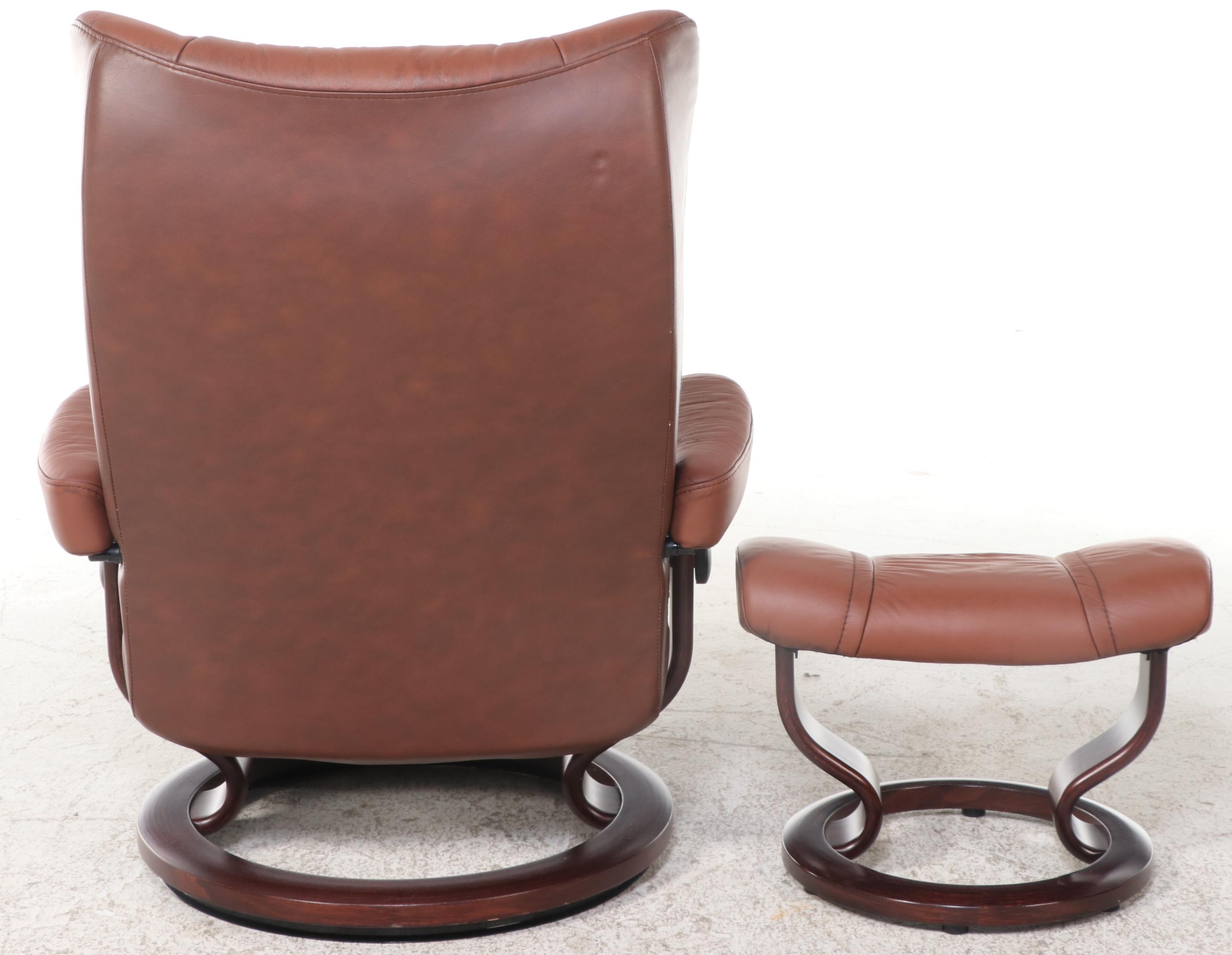 Stressless Leather Wing Recliner with Ottoman