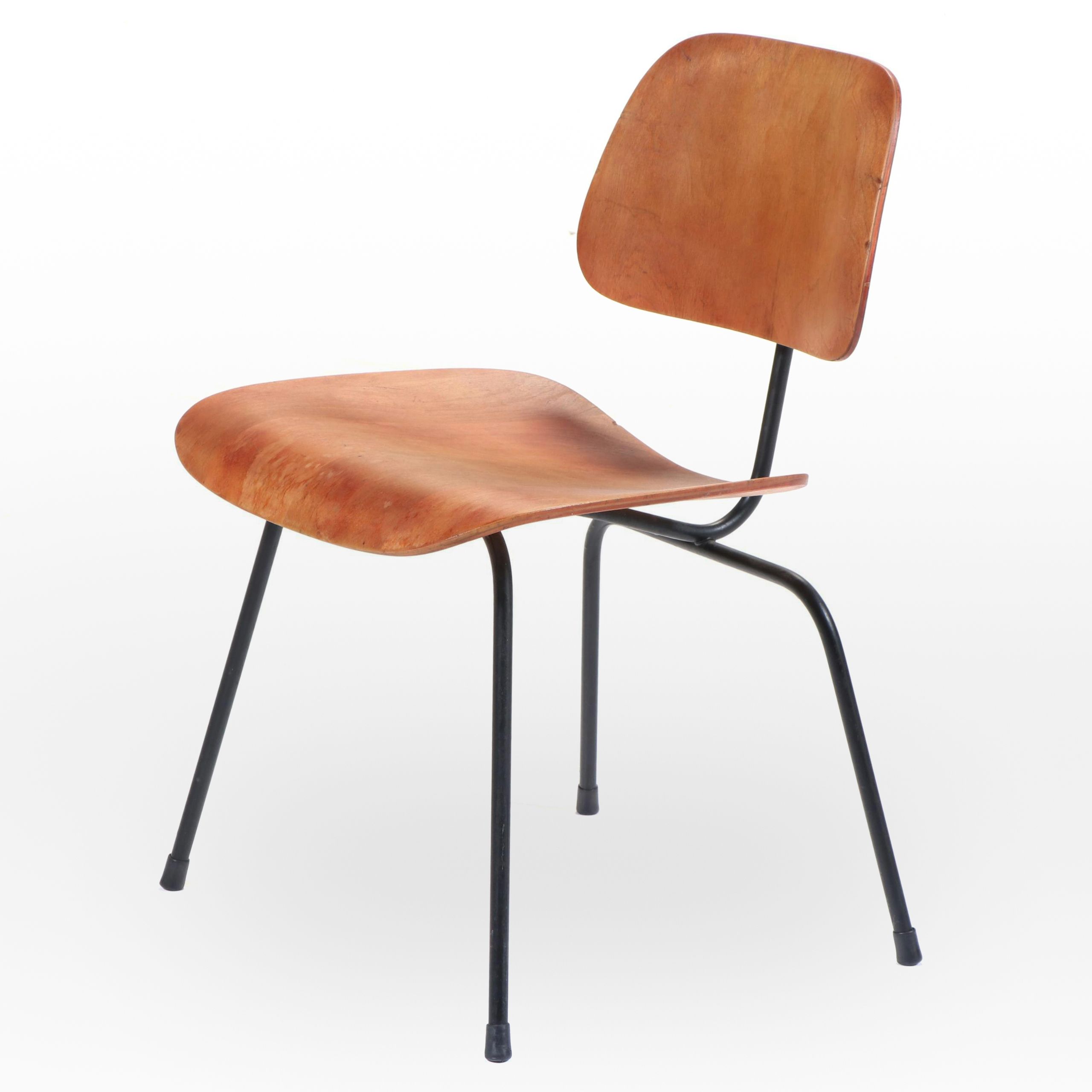 Charles & Ray Eames for Herman Miller "DCM" Plywood Chair in Red Aniline Finish