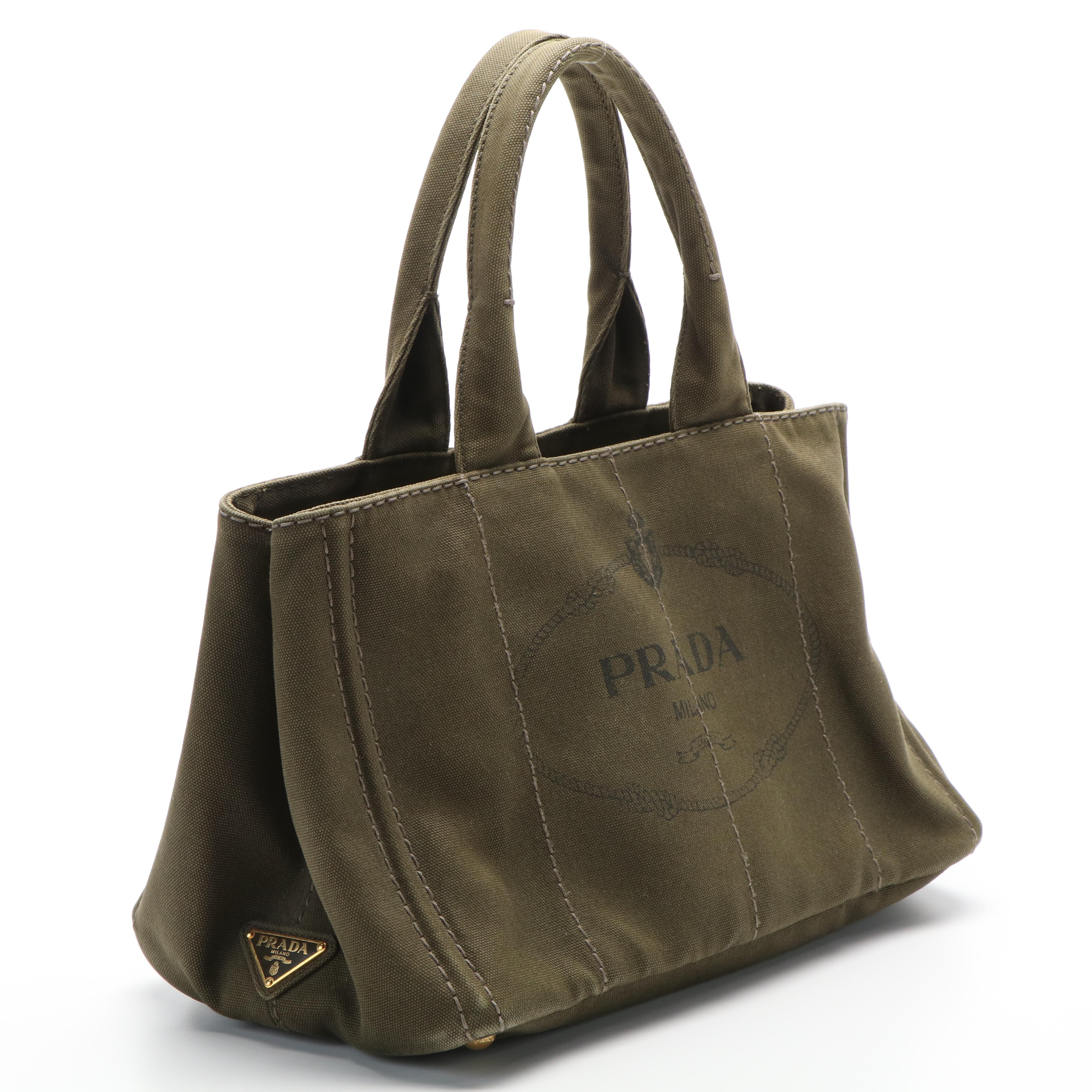Prada Canapa Tote Bag in Olive Canvas