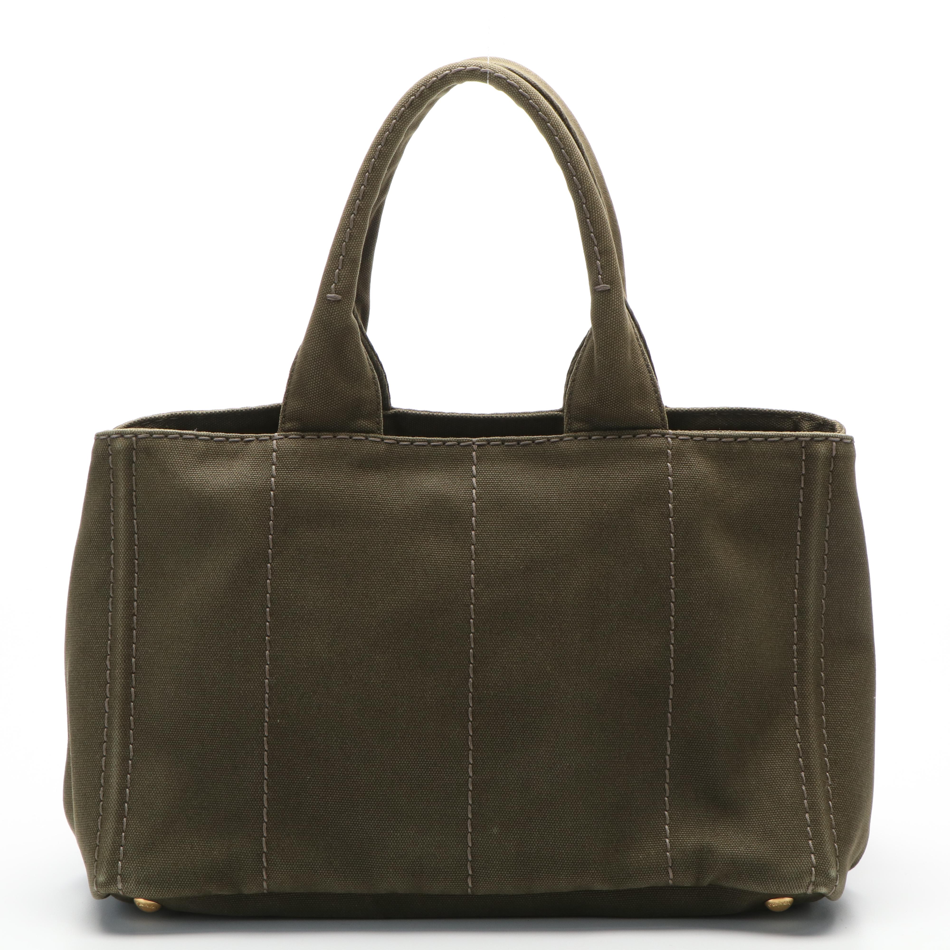 Prada Canapa Tote Bag in Olive Canvas