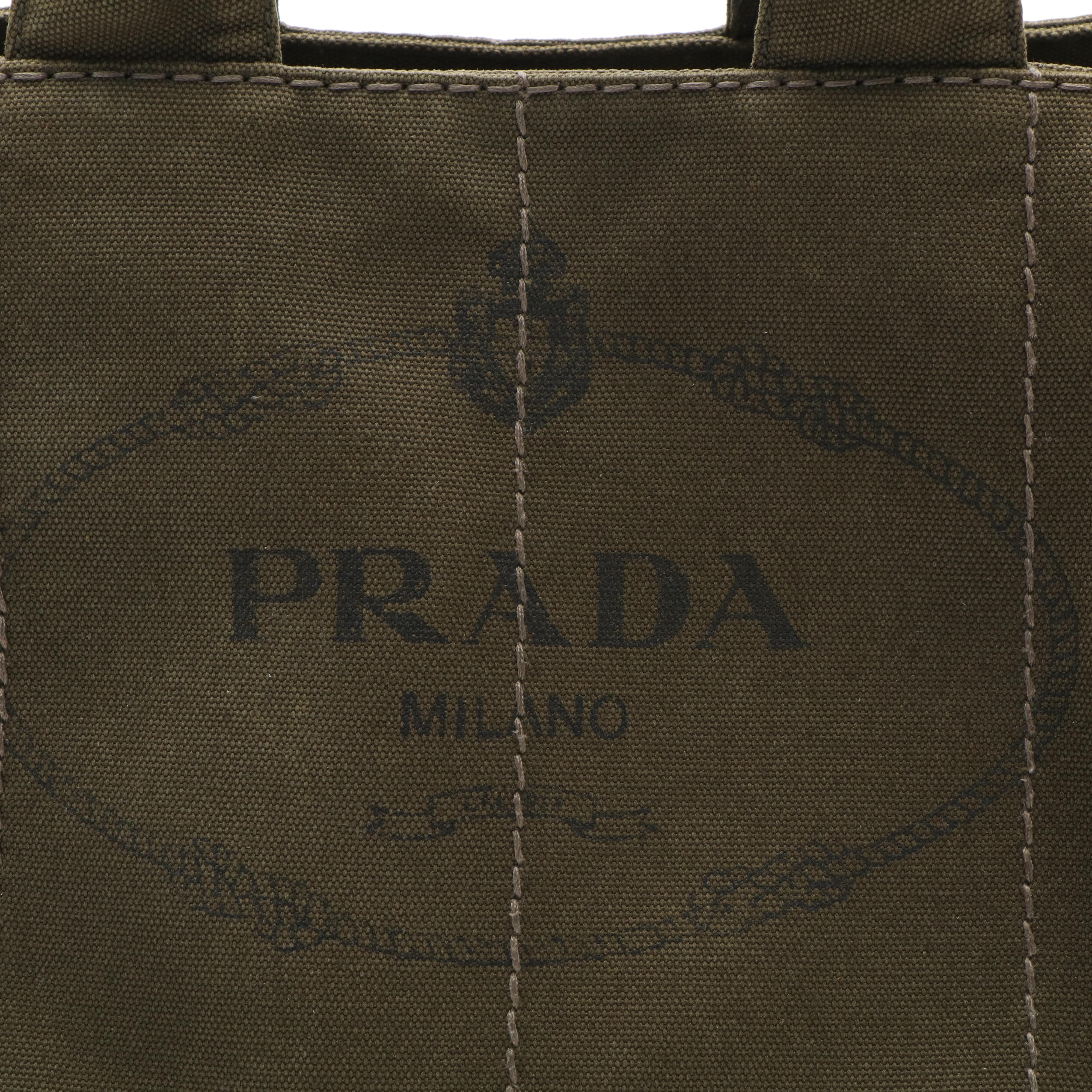 Prada Canapa Tote Bag in Olive Canvas