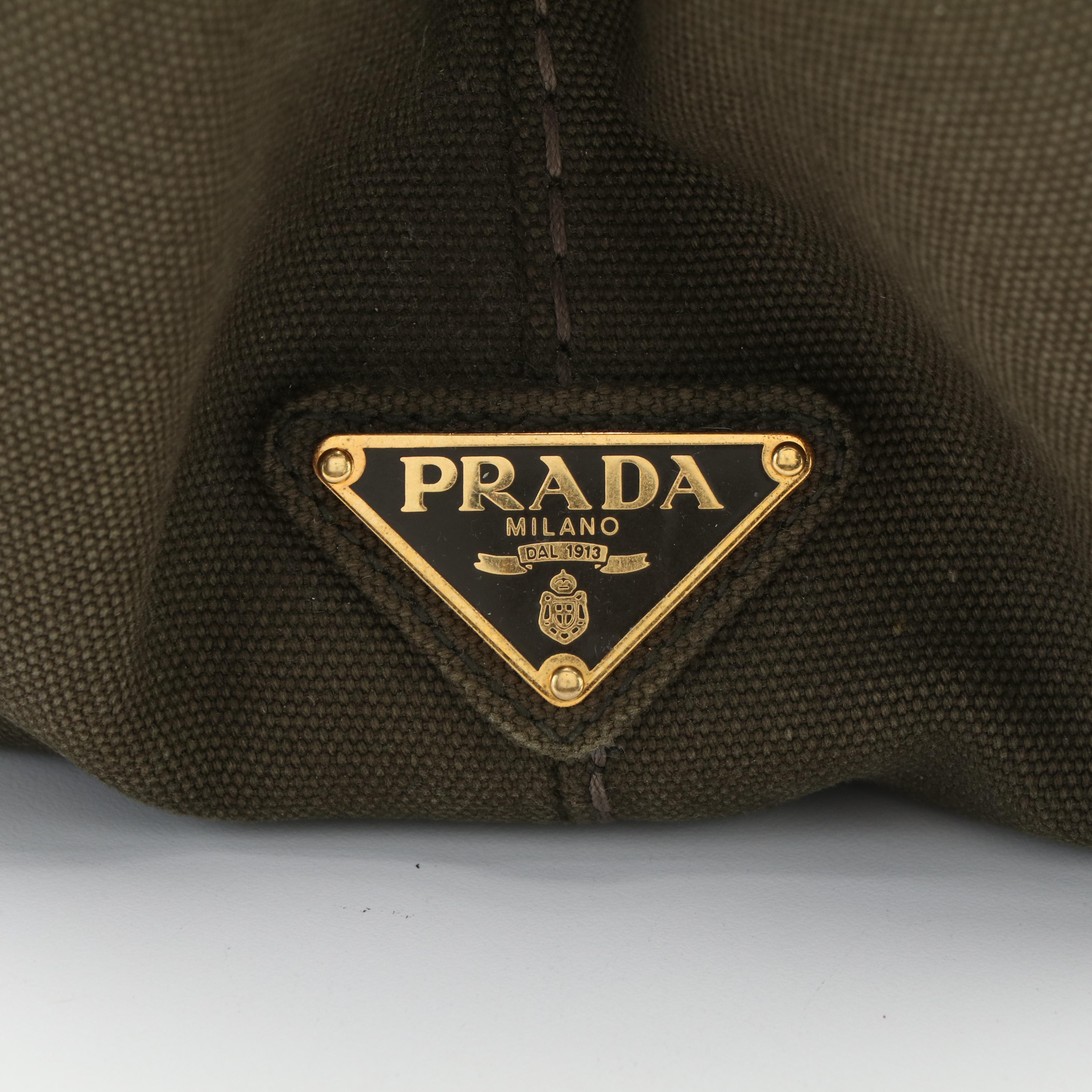 Prada Canapa Tote Bag in Olive Canvas