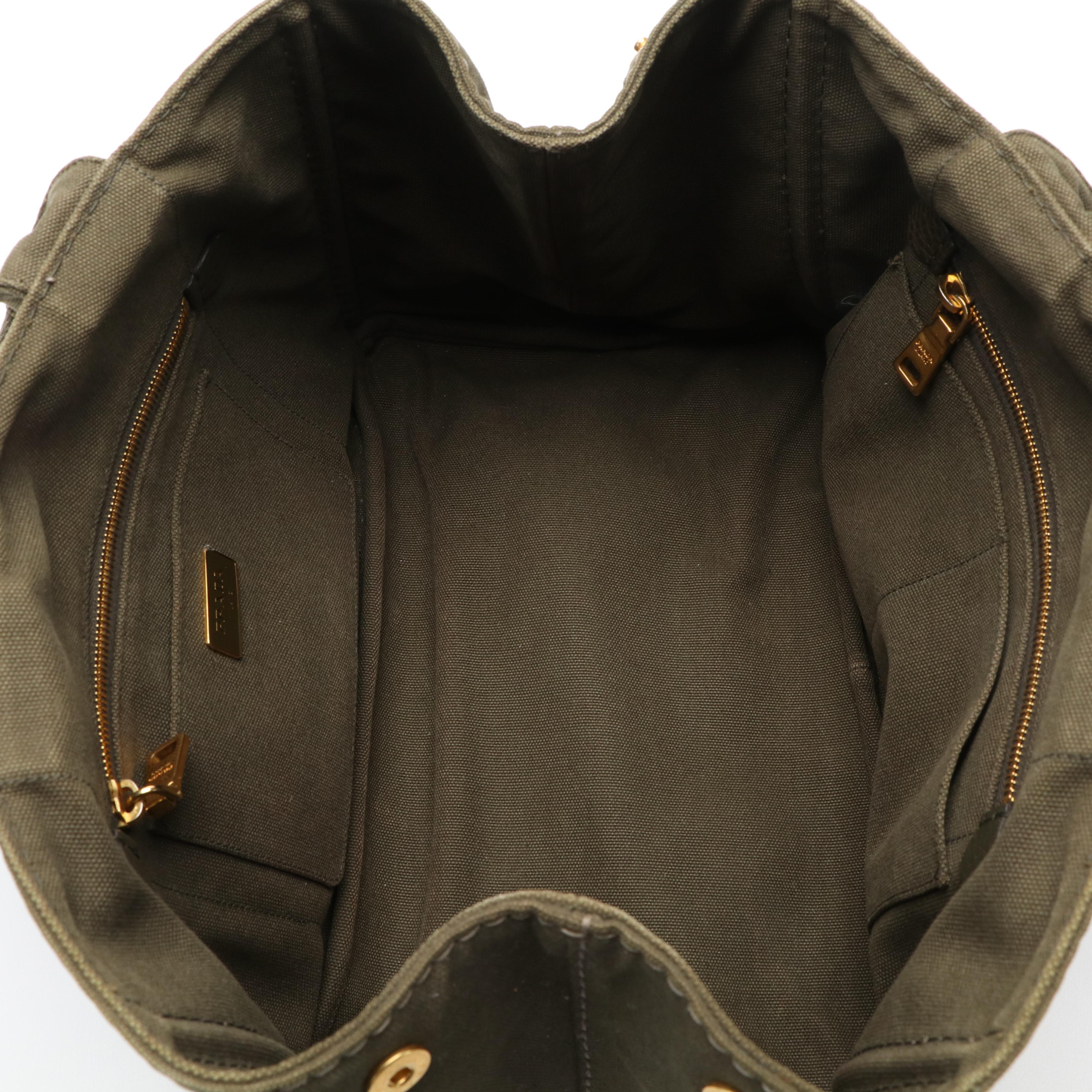 Prada Canapa Tote Bag in Olive Canvas