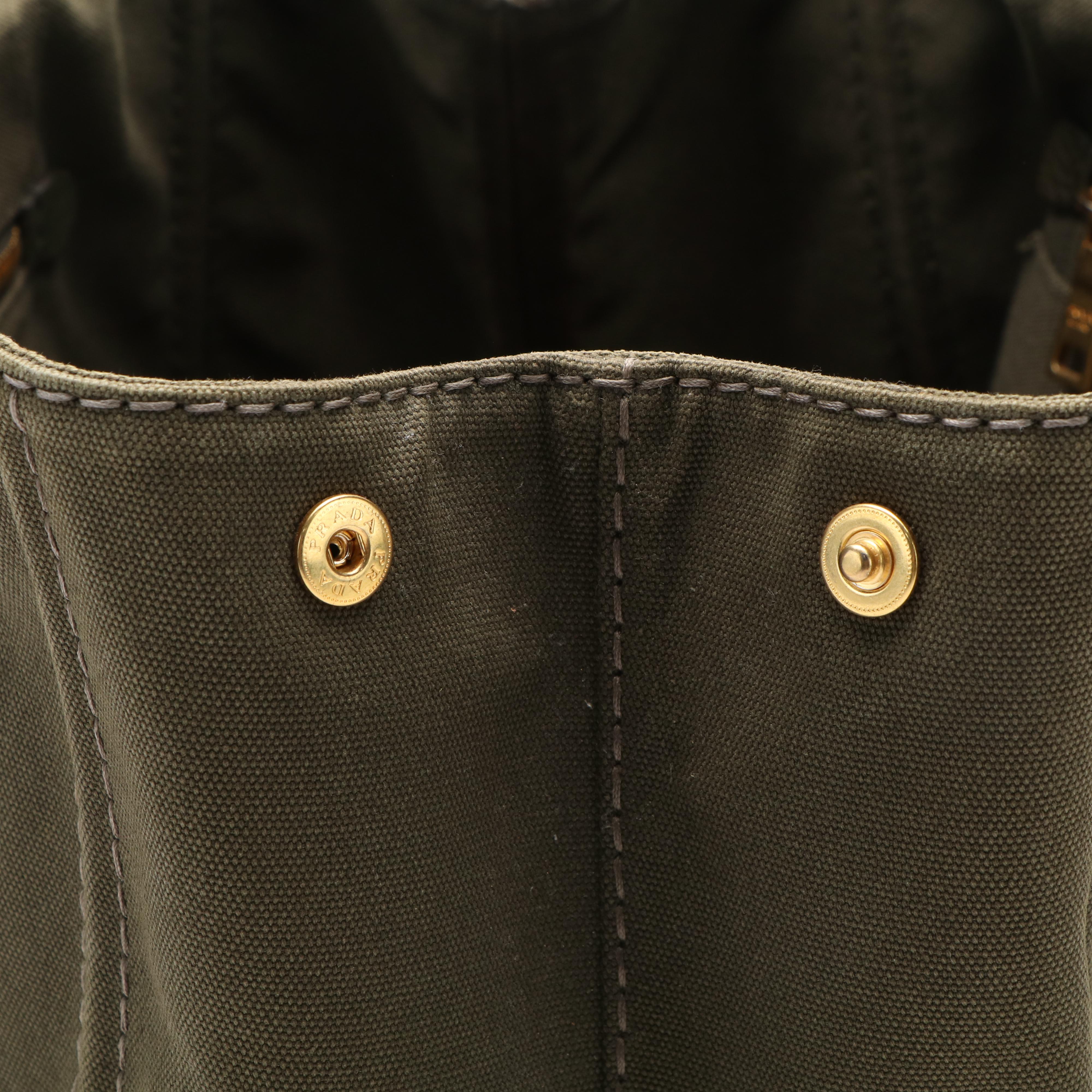 Prada Canapa Tote Bag in Olive Canvas