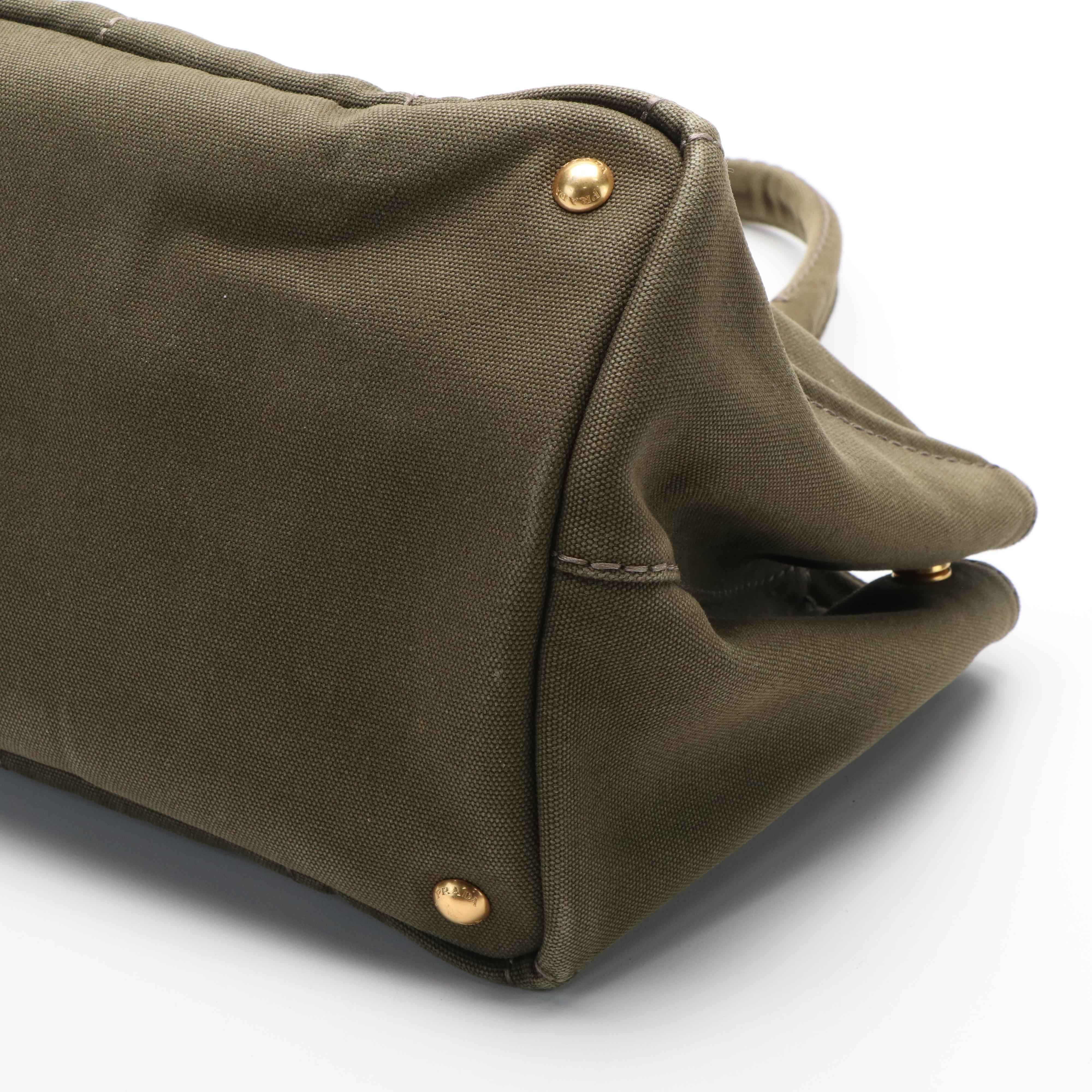 Prada Canapa Tote Bag in Olive Canvas