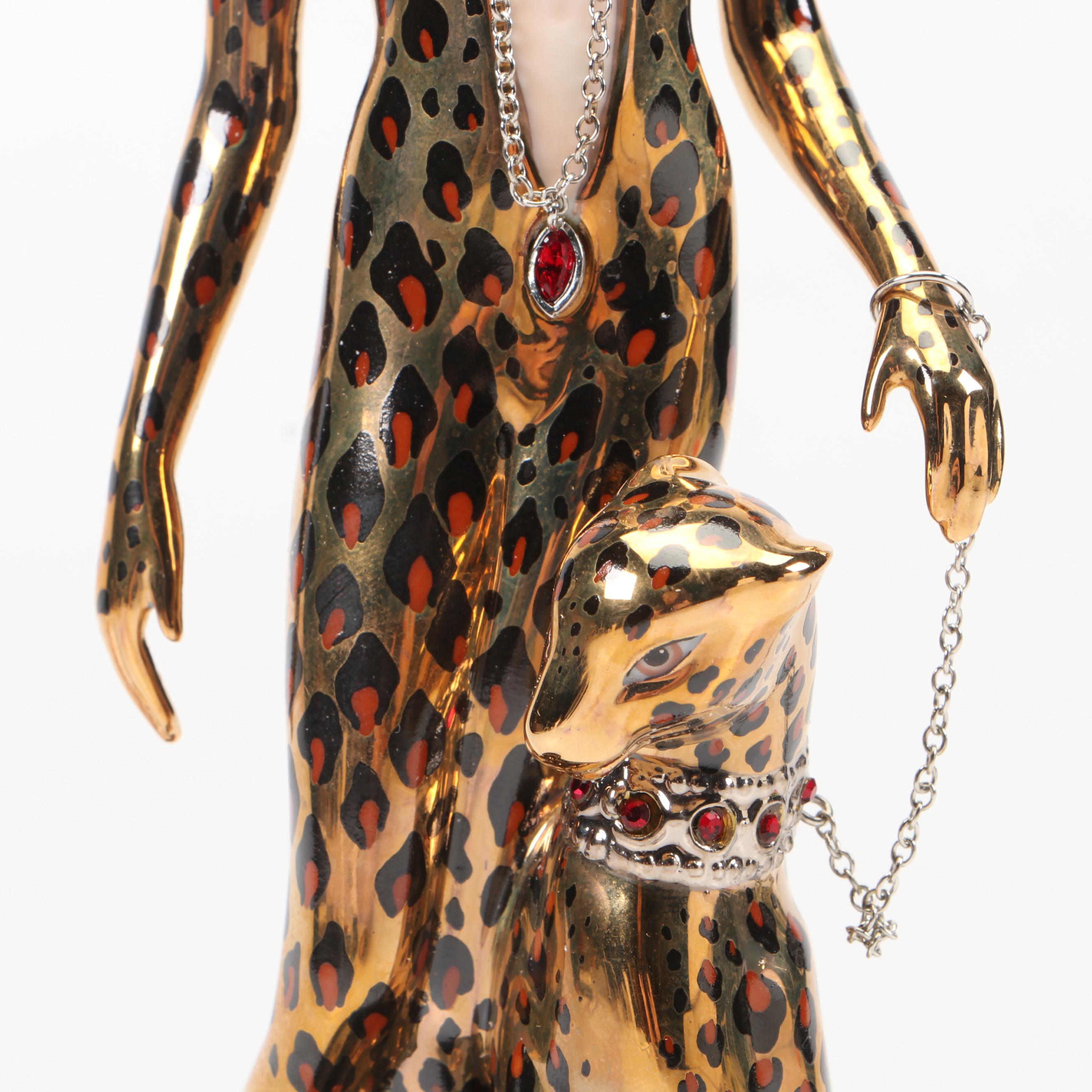 Franklin Mint "Leopard" House of Erté Porcelain Figurine, Late 20th–Early 21st C