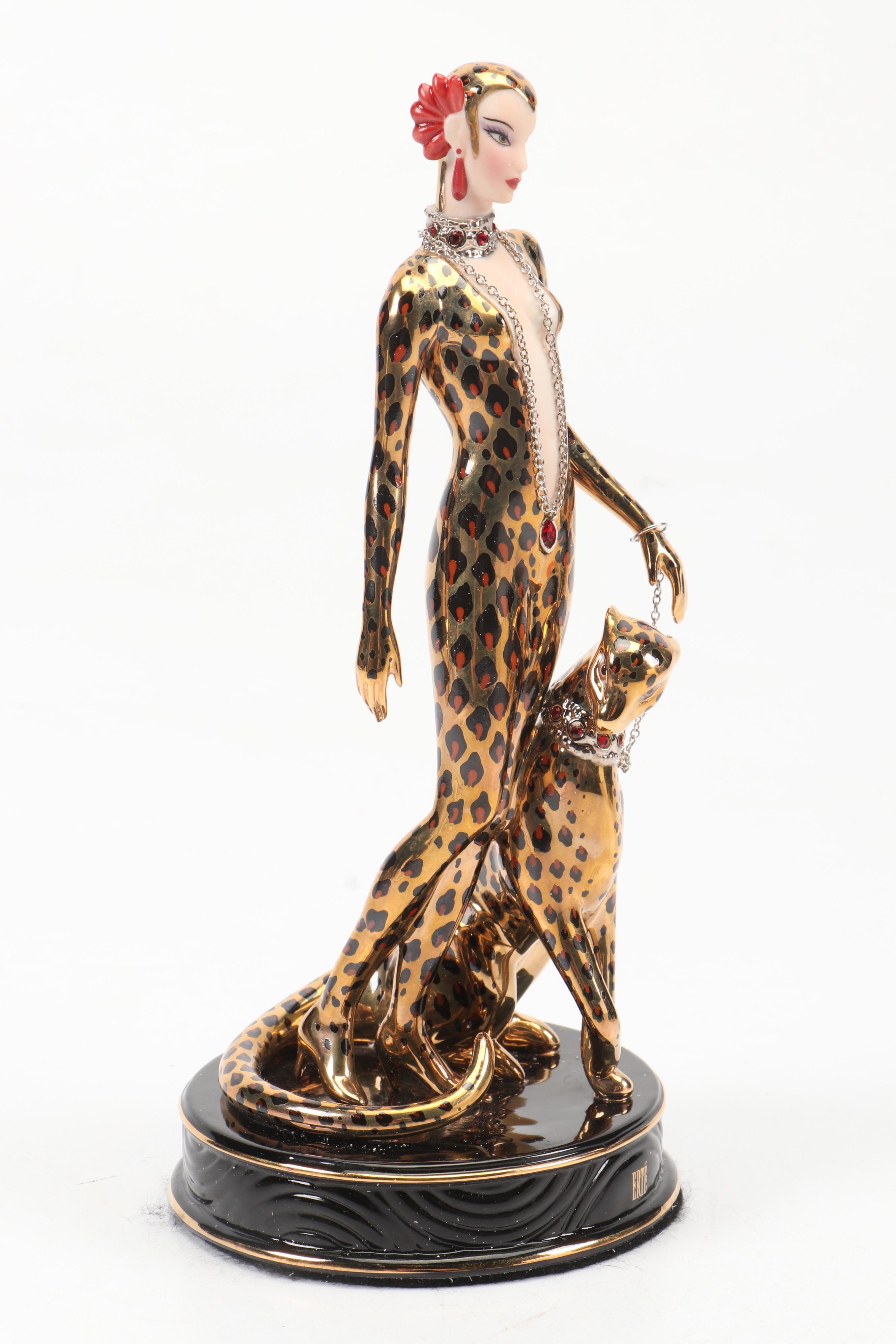 Franklin Mint "Leopard" House of Erté Porcelain Figurine, Late 20th–Early 21st C