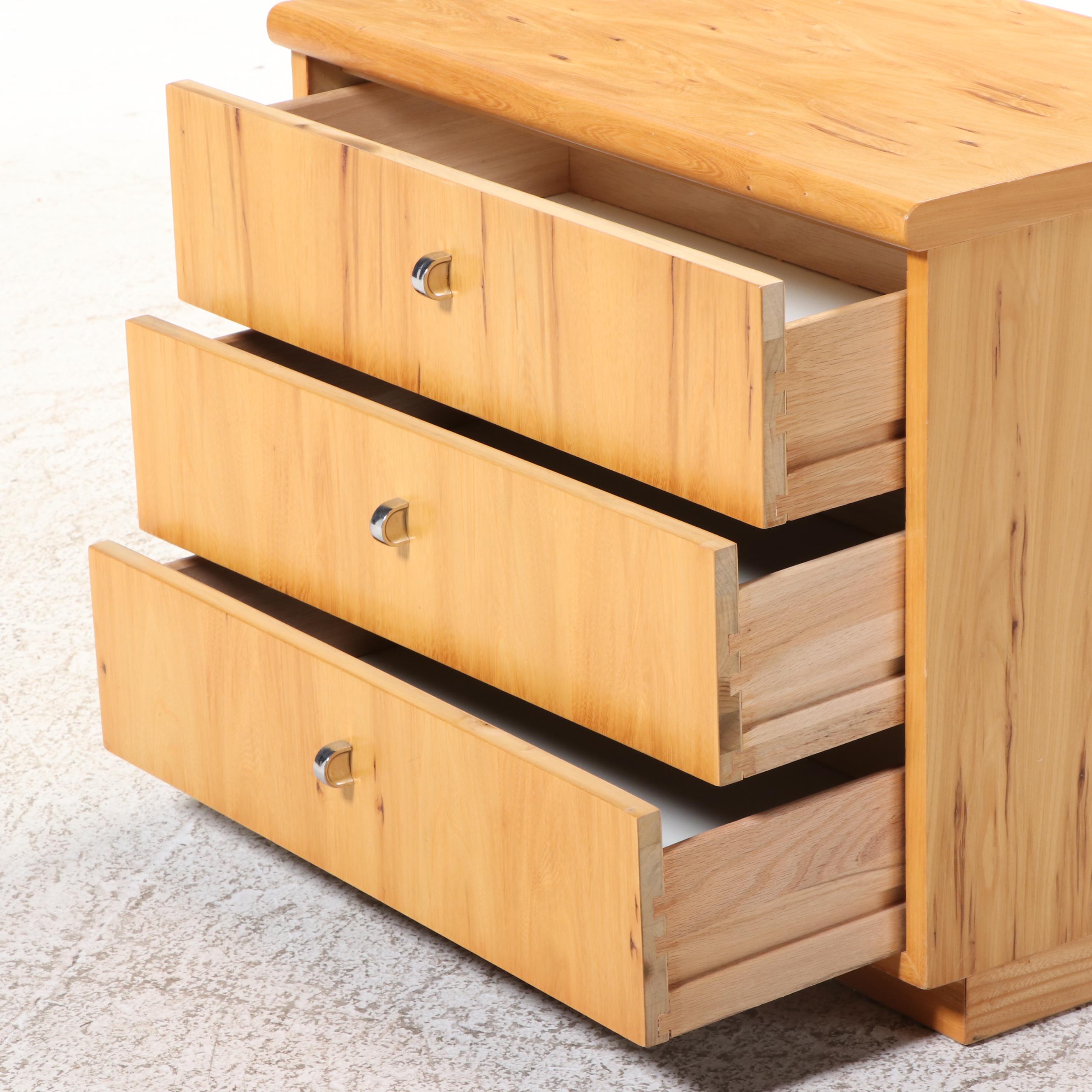 Jack Cartwright for Founders Pecan Three-Drawer Chest and Nightstand
