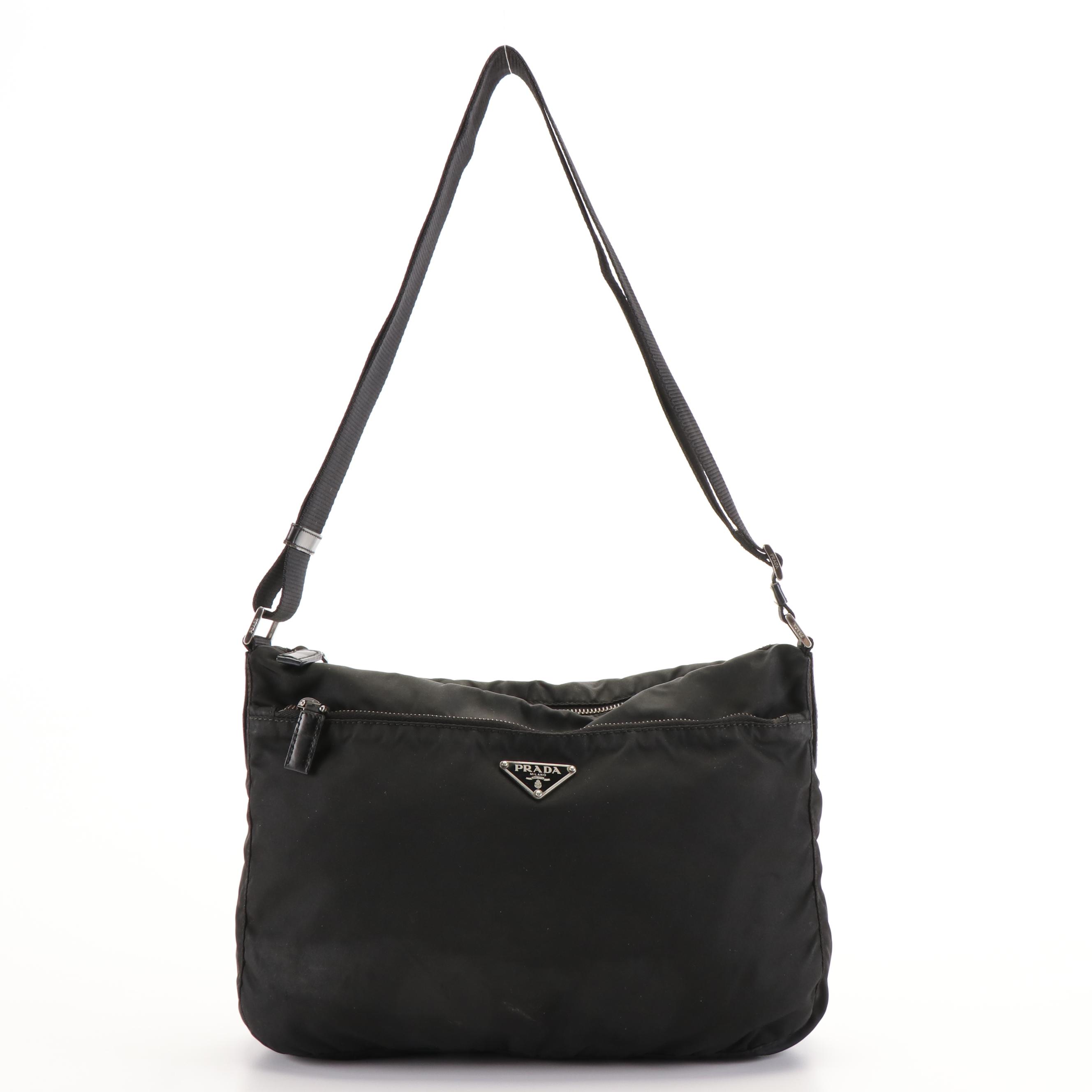 Prada Shoulder Bag in Nylon with Leather Trim
