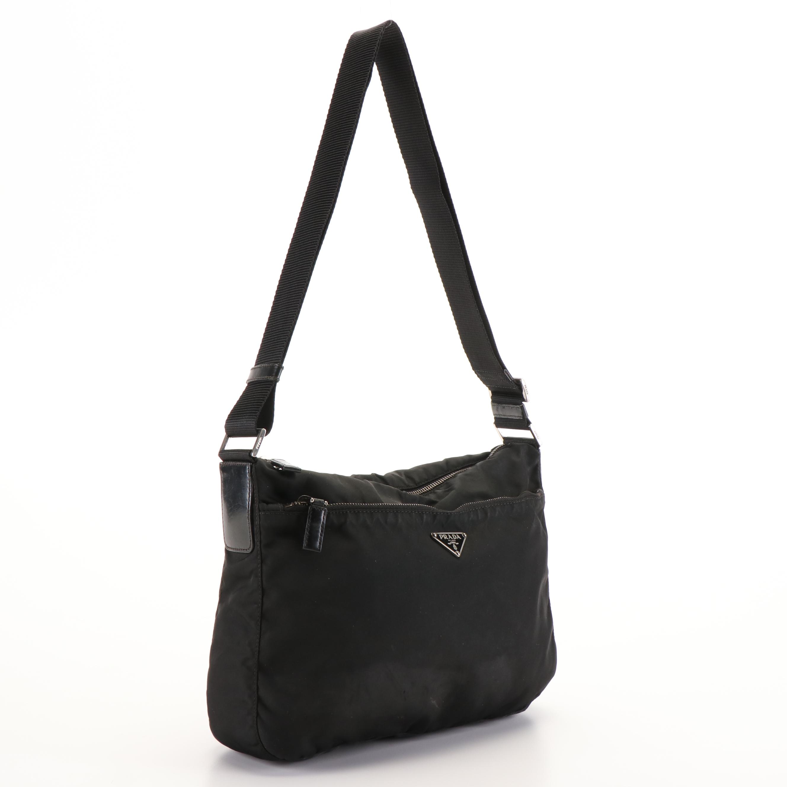 Prada Shoulder Bag in Nylon with Leather Trim