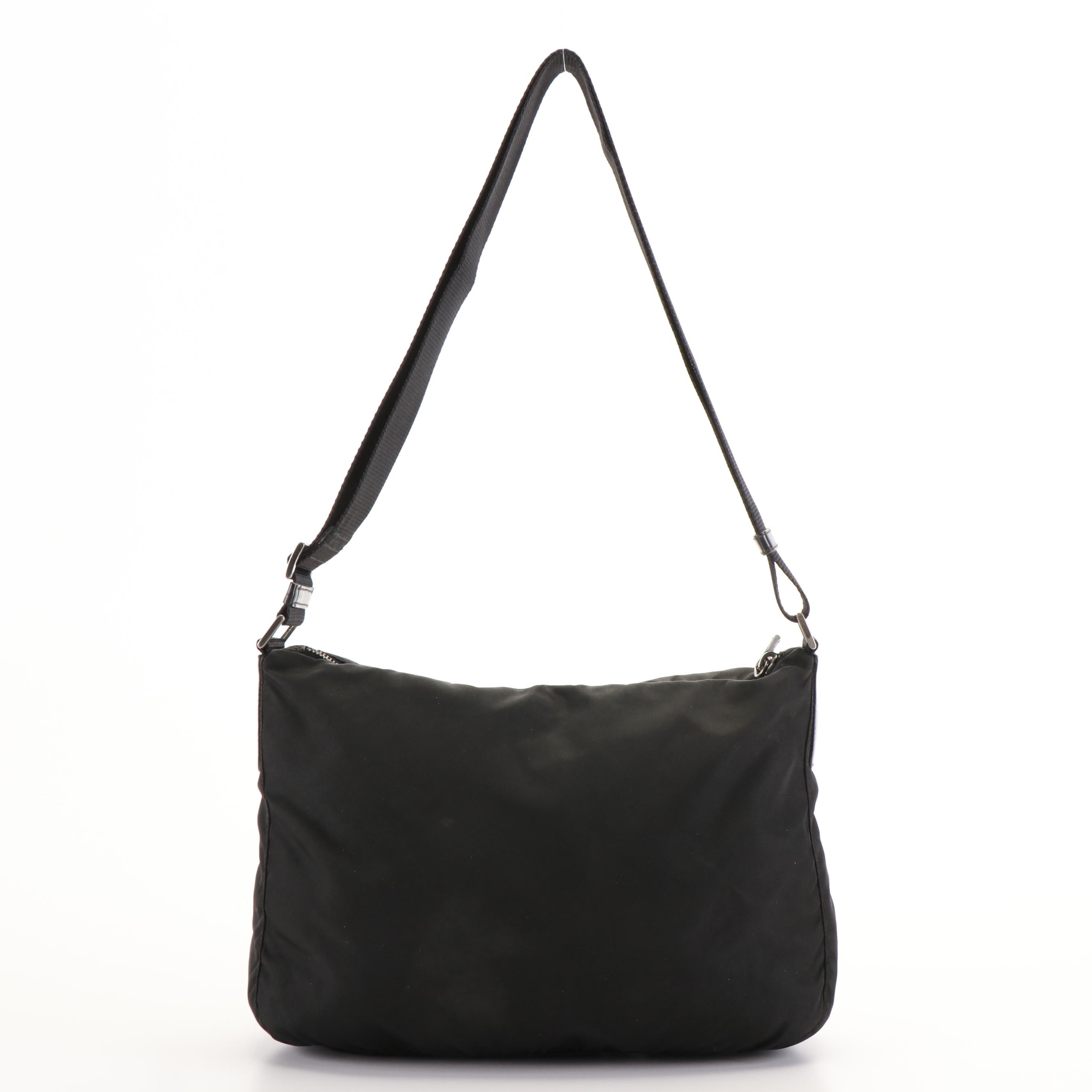Prada Shoulder Bag in Nylon with Leather Trim