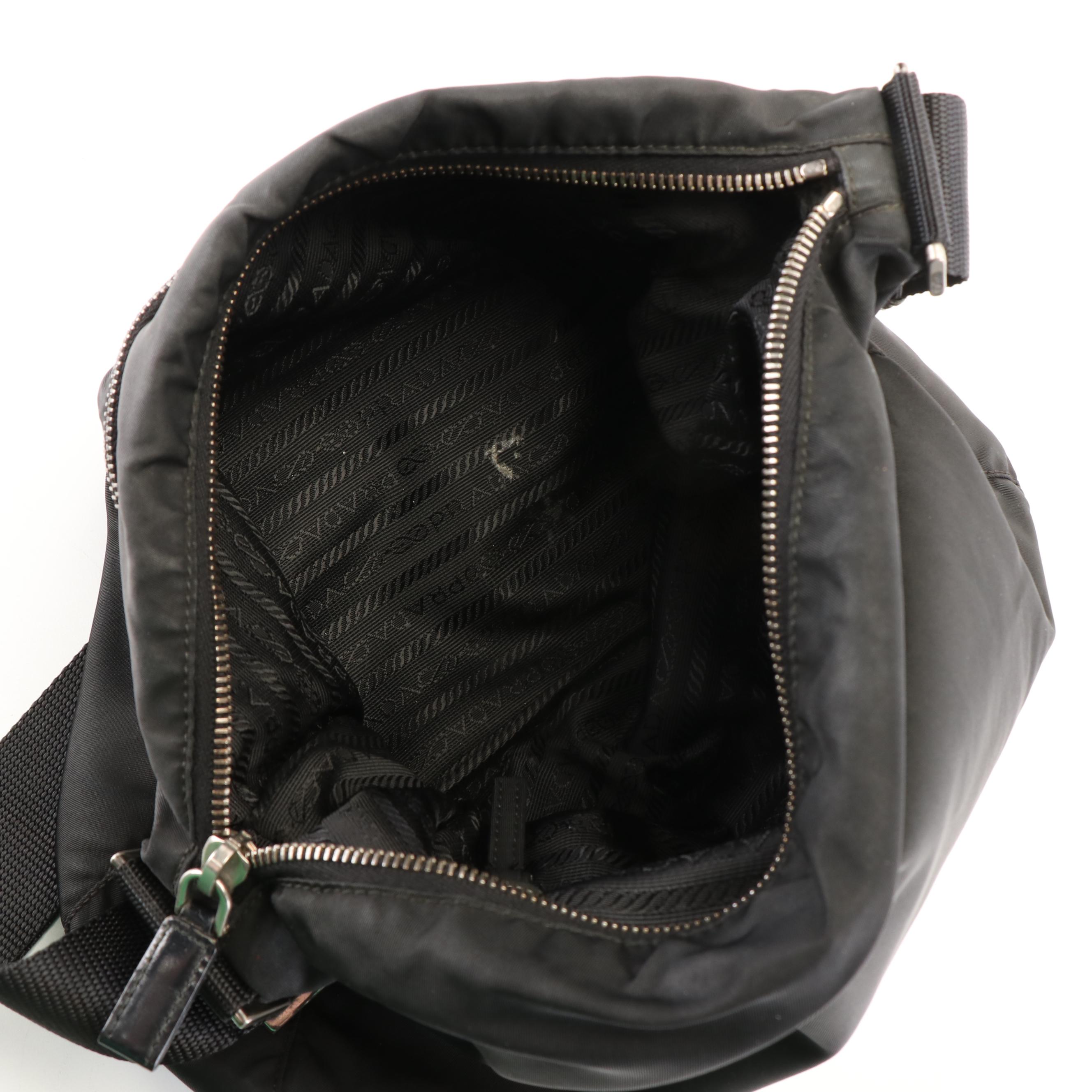 Prada Shoulder Bag in Nylon with Leather Trim