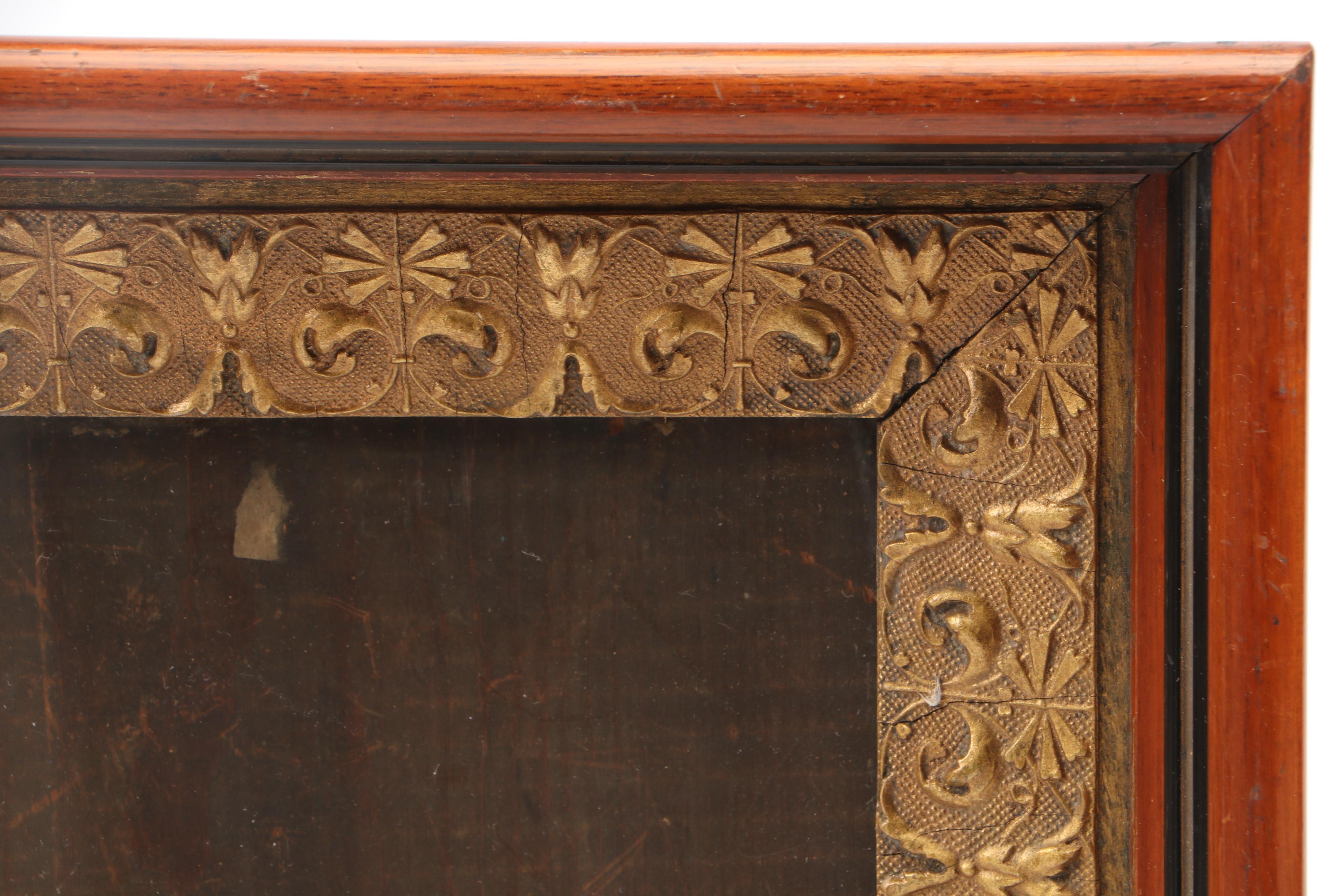 Louis XVI Style Mirrored Shelf with Victorian Parcel Gilt and Wood Frame