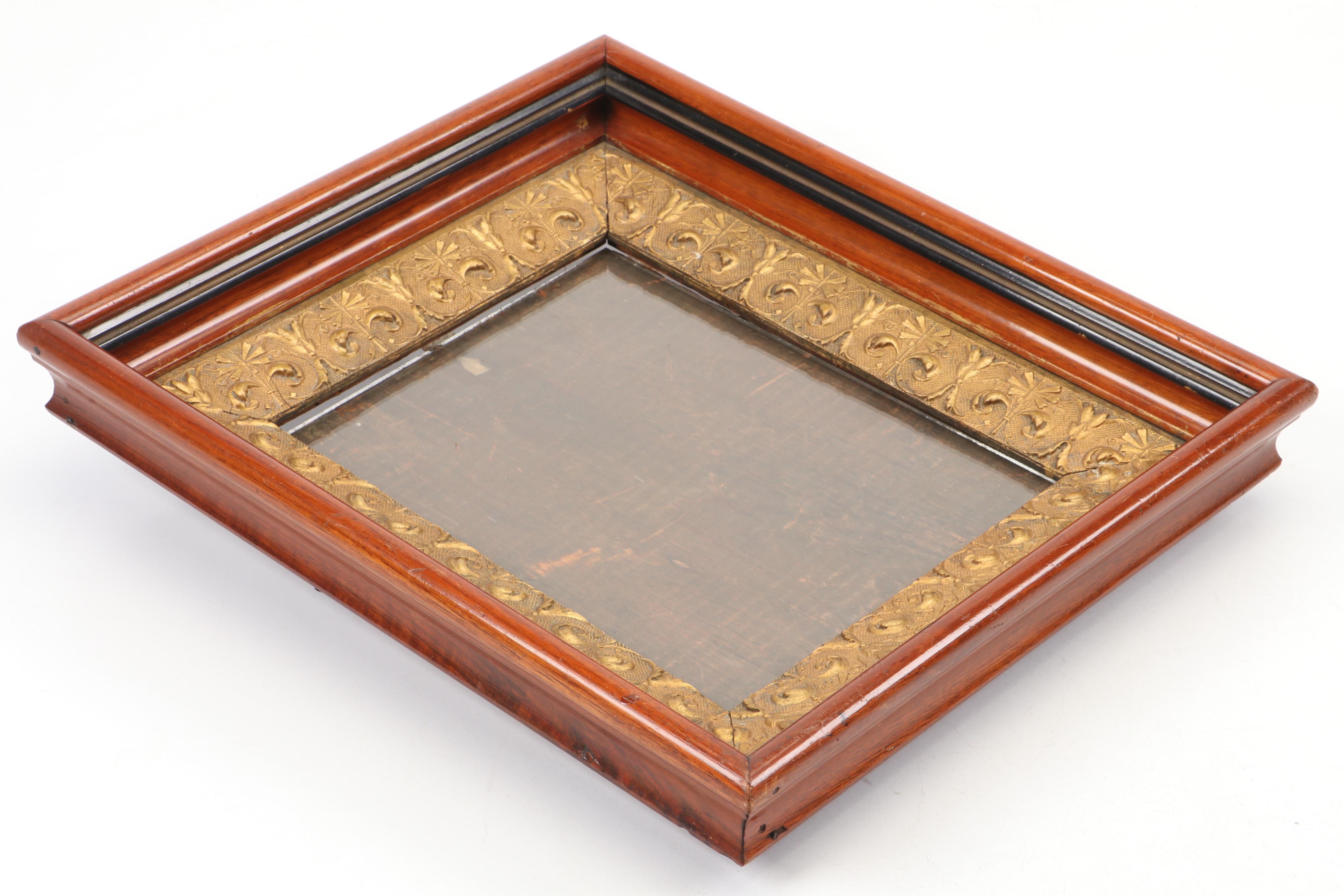 Louis XVI Style Mirrored Shelf with Victorian Parcel Gilt and Wood Frame