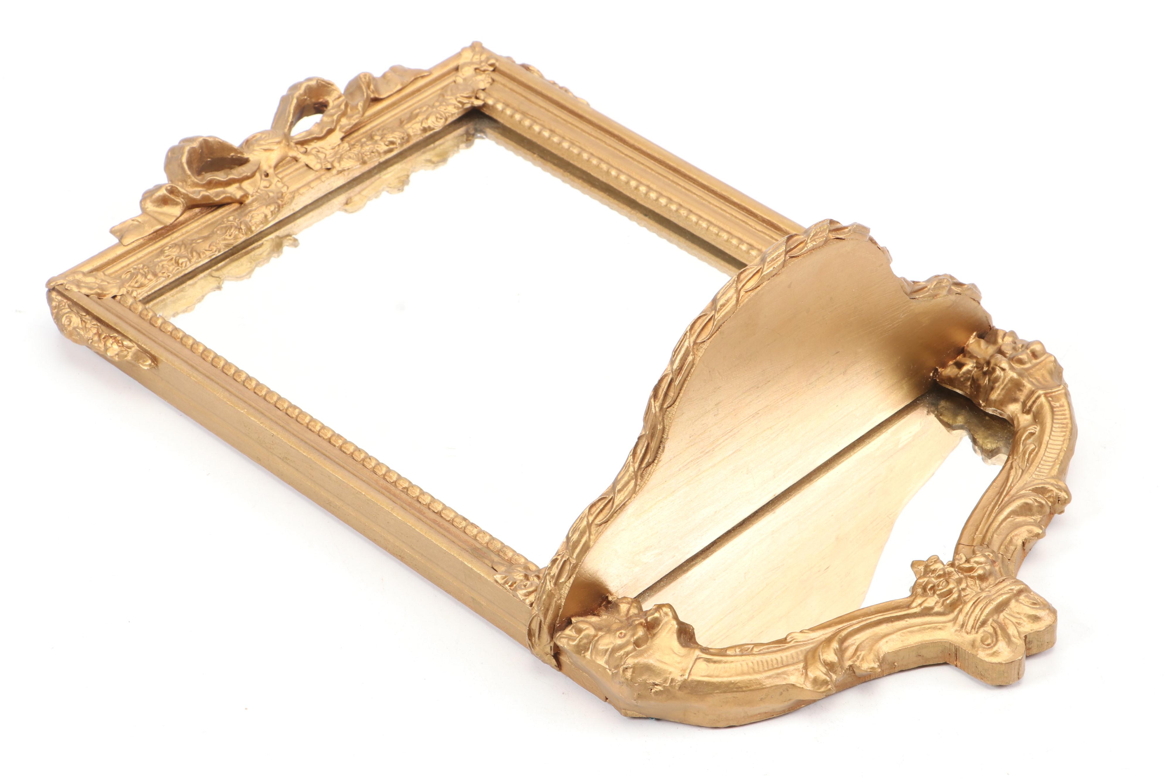 Louis XVI Style Mirrored Shelf with Victorian Parcel Gilt and Wood Frame